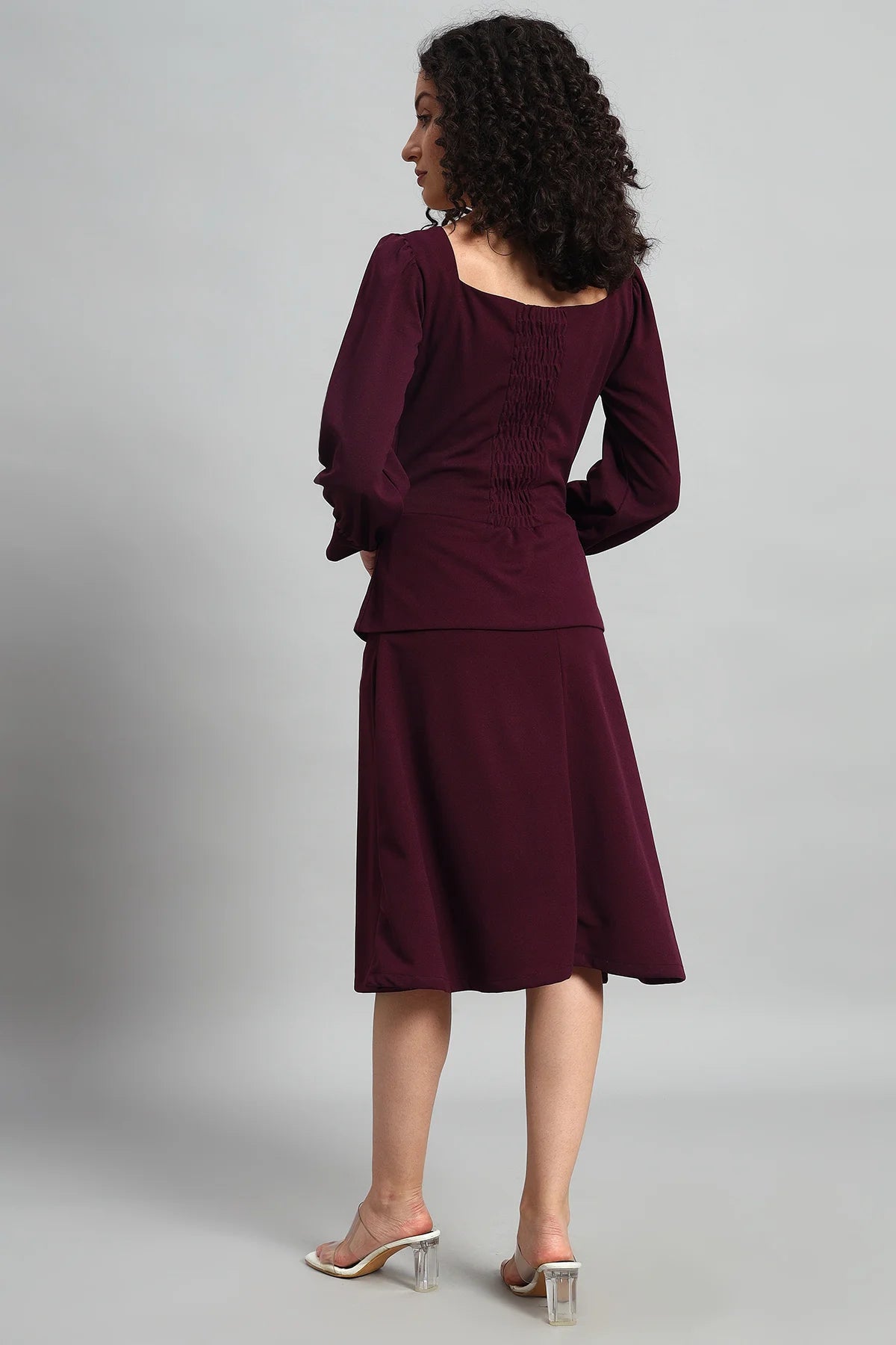 Flare of Grace Skirt Co-ord Set, Plum