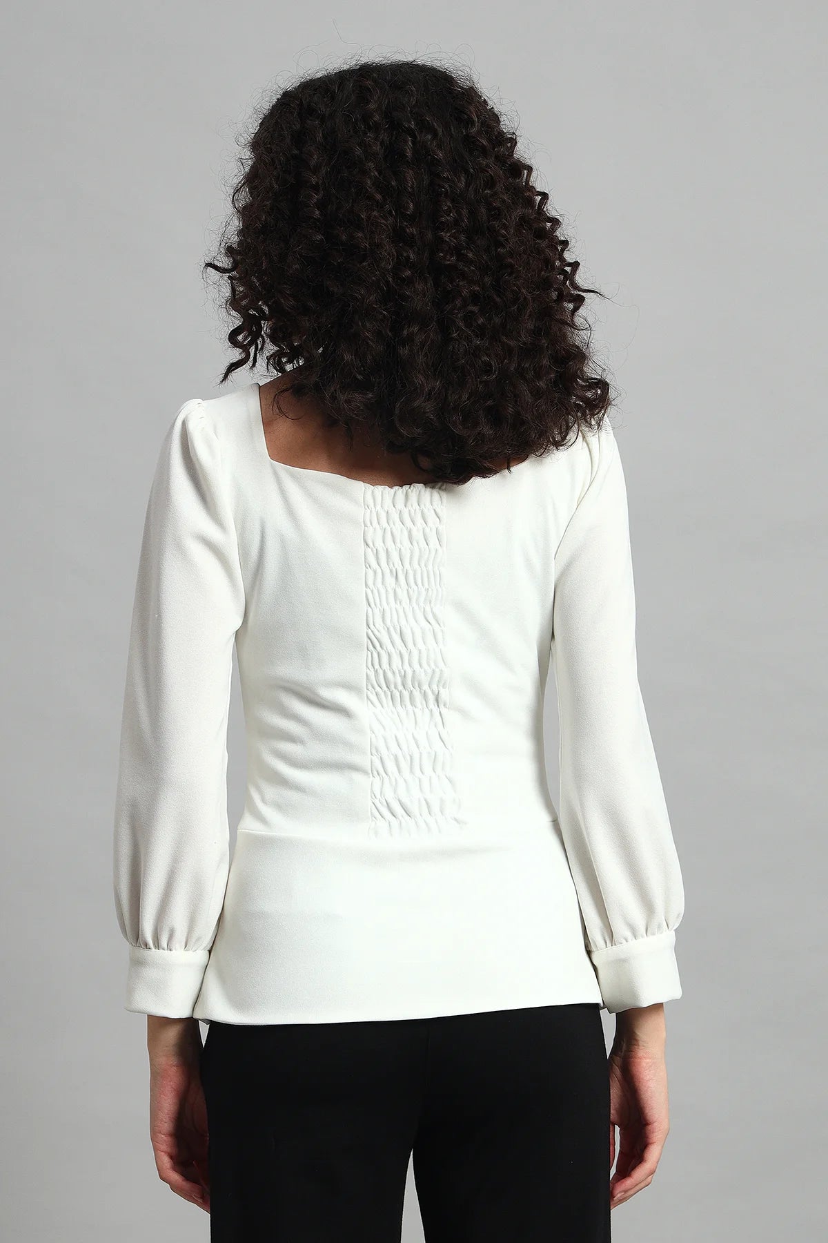 Refined Rectangle Neckline Top, Ivory