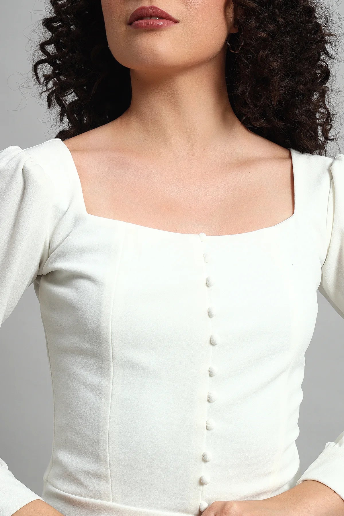 Refined Rectangle Neckline Top, Ivory