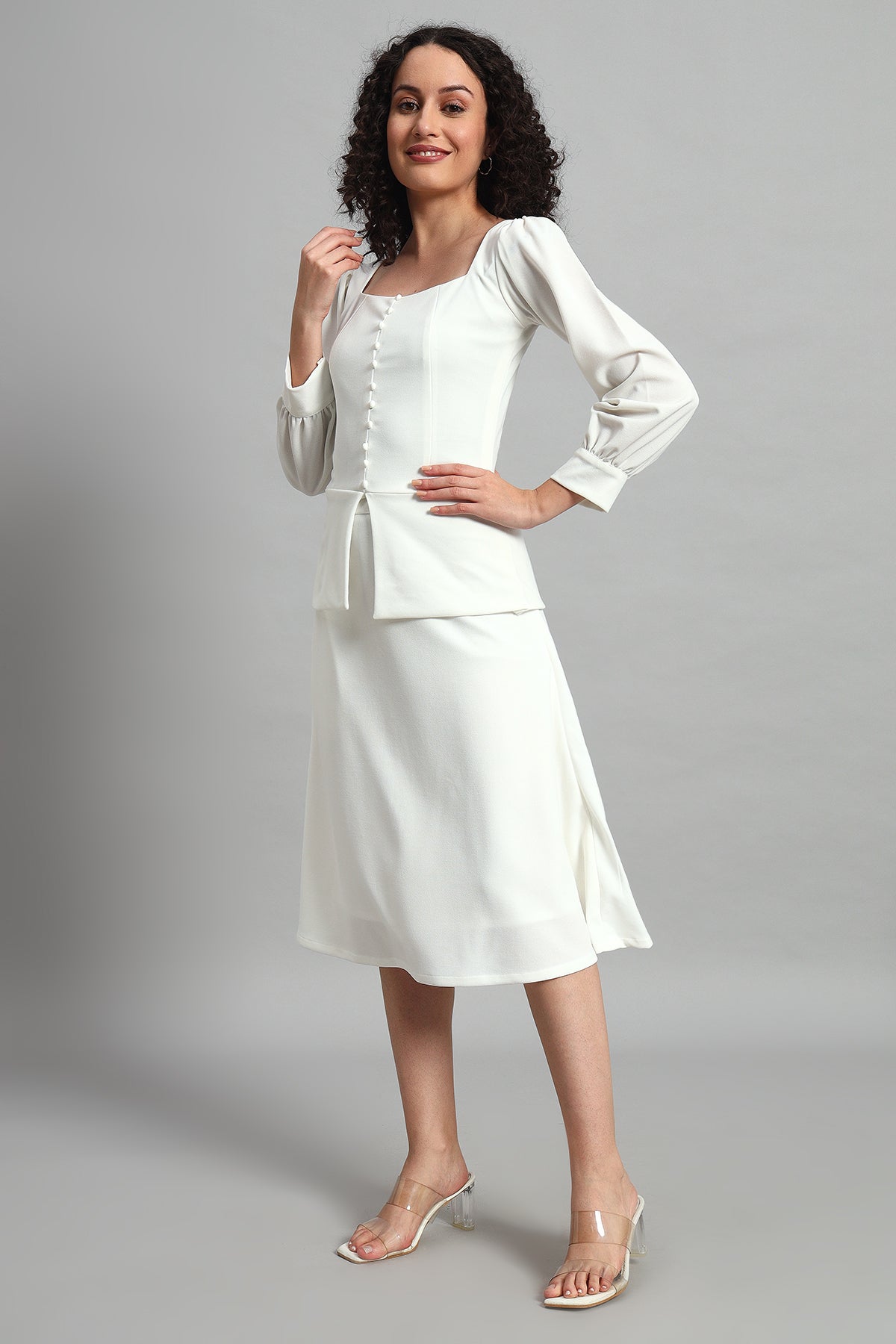 Flare of Grace Skirt Co-ord Set, Ivory