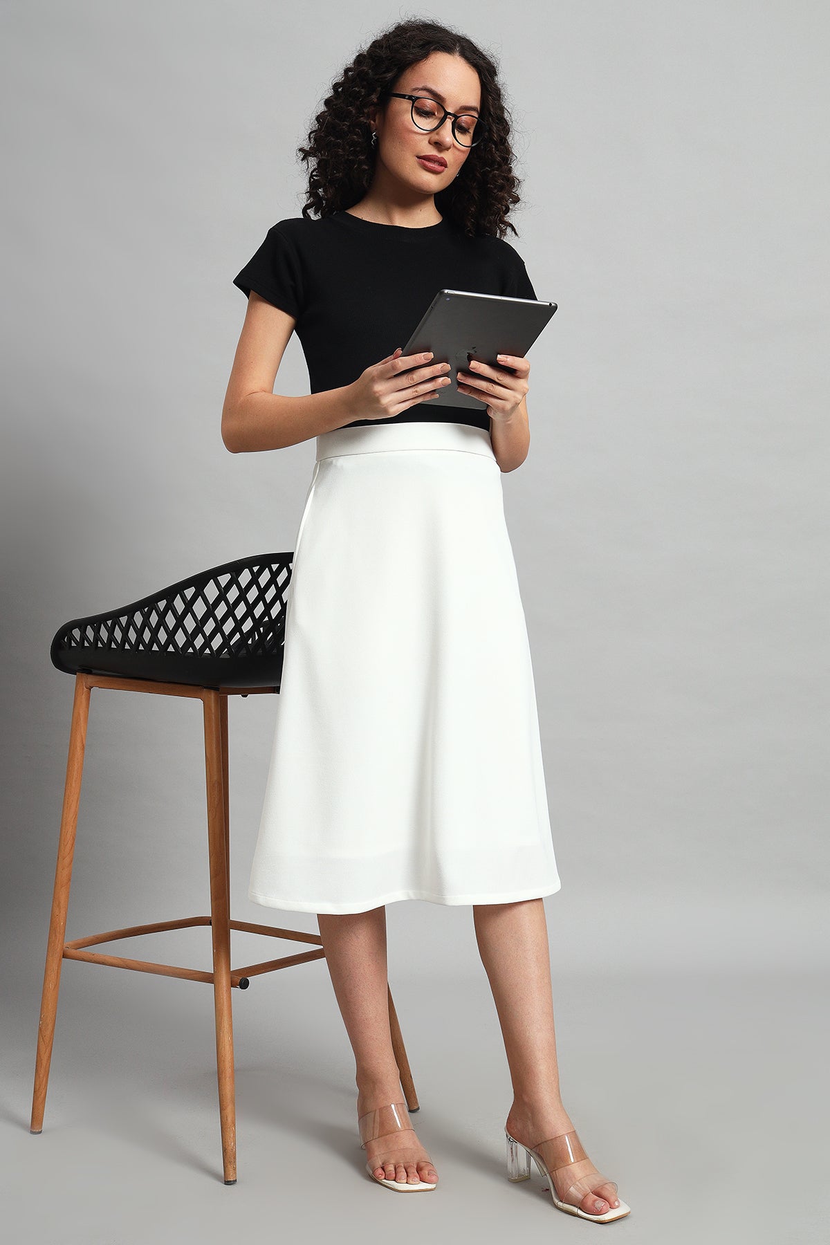 Ivory Elegance A-line Skirt