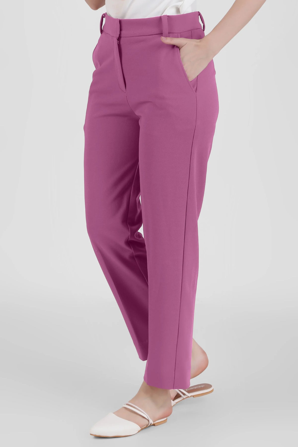 Straight Fit Formal Trousers, Dusky Mauve