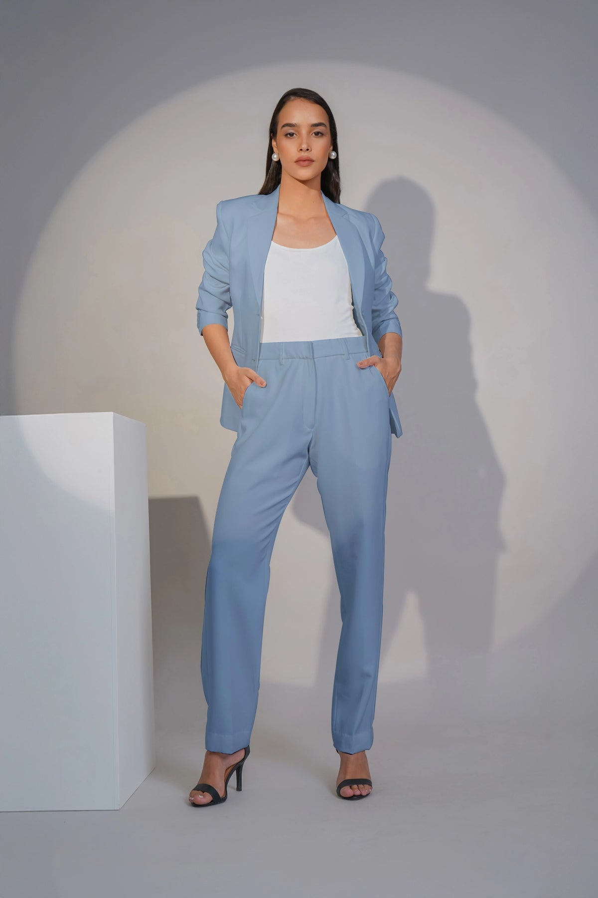 Eternal Office Blazer with Pants Power Suit, Demin Blue