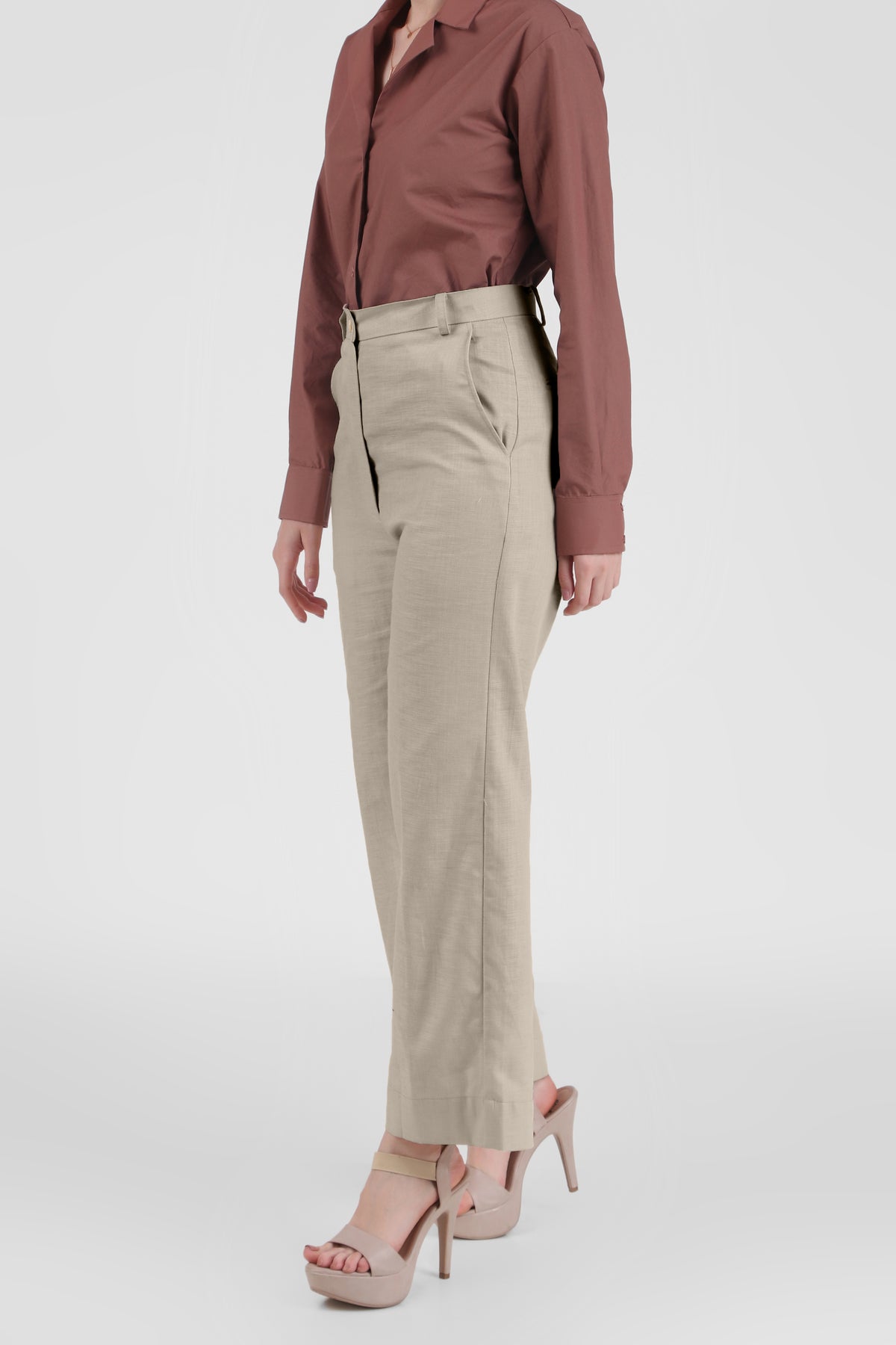 Linen Wide Leg Pants, Beige