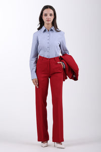 Straight Fit Trousers – Red