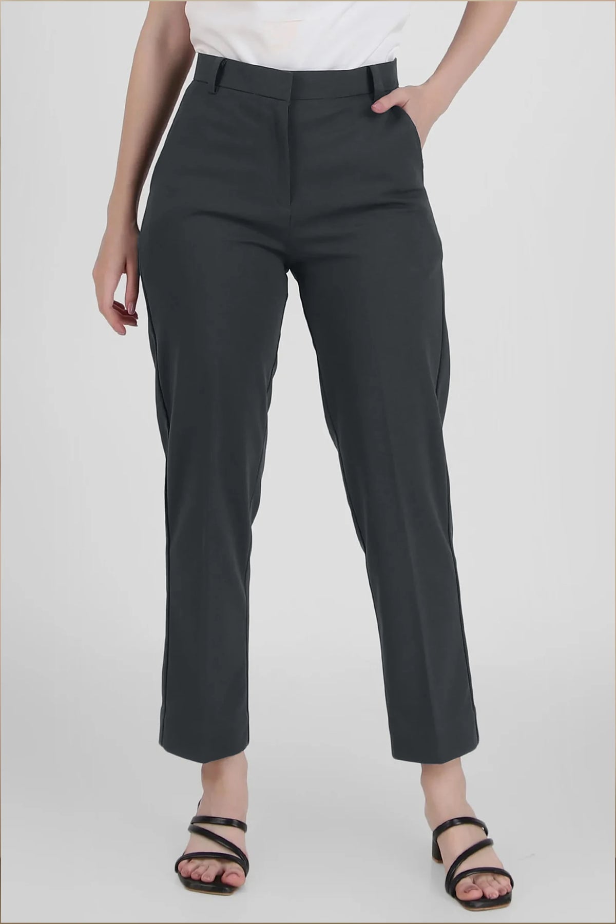 Straight Fit Formal Trousers, Bluish Gray