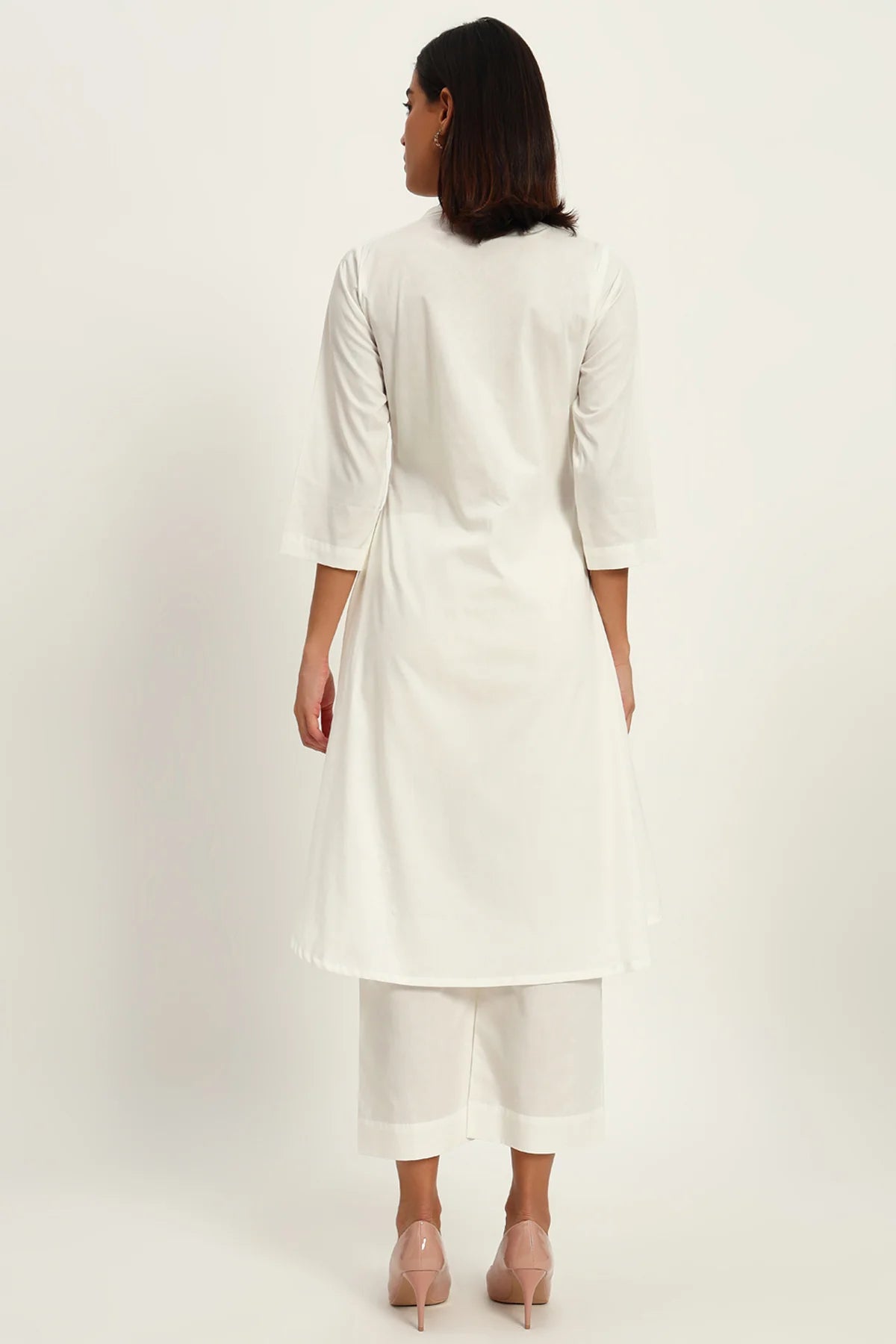 Timeless V Neck Kurta Set, White