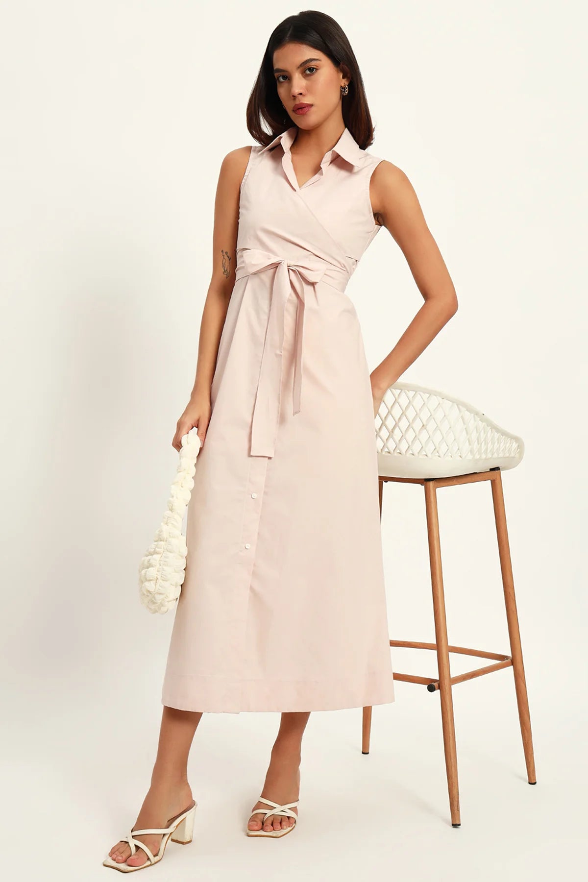 Pearl Charm A-Line Wrap Dress