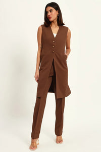 Majestic Longline Blazer Duo Co-ord – Brown
