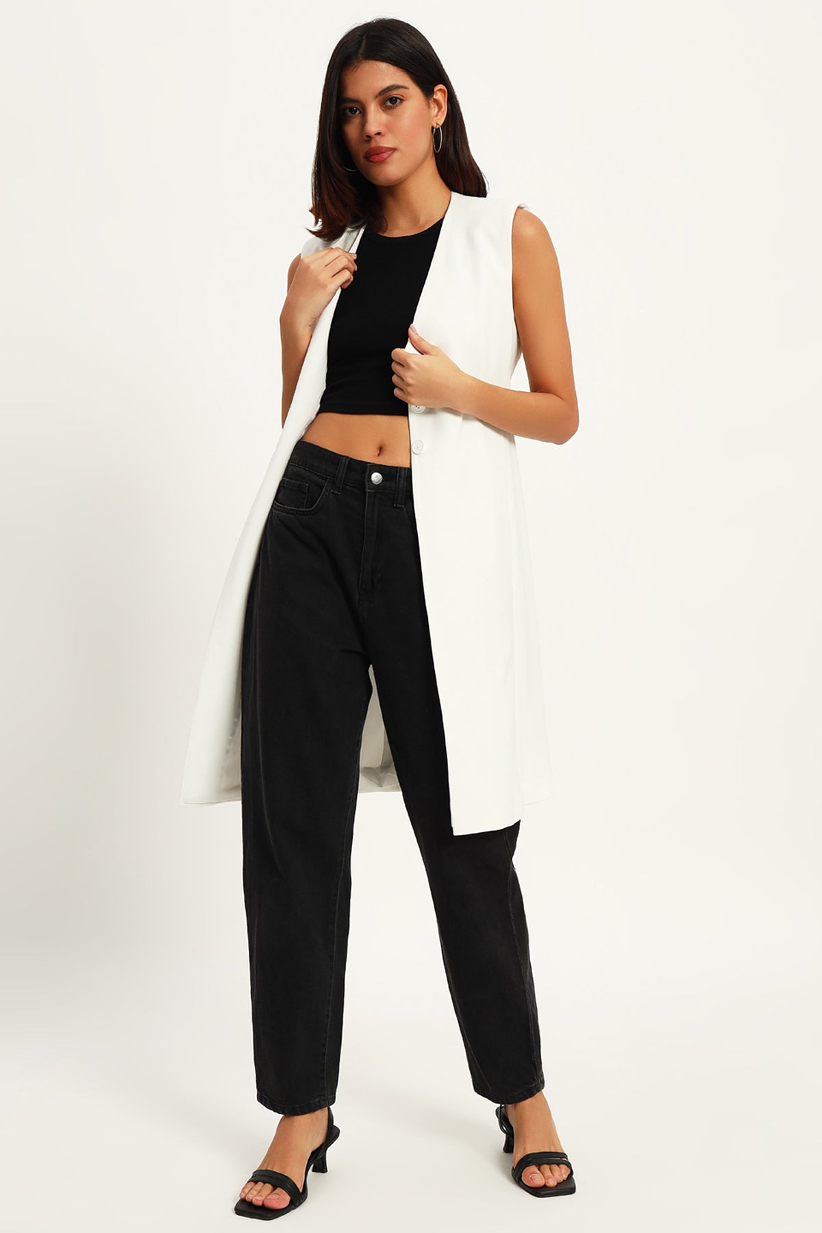 Empowered Long Vest Jacket, Ivory