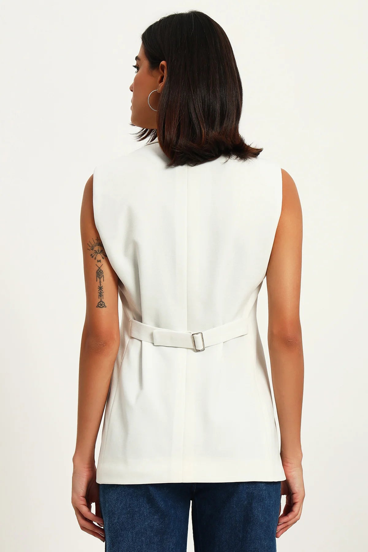 Polished Power Vest Jacket, Ivory