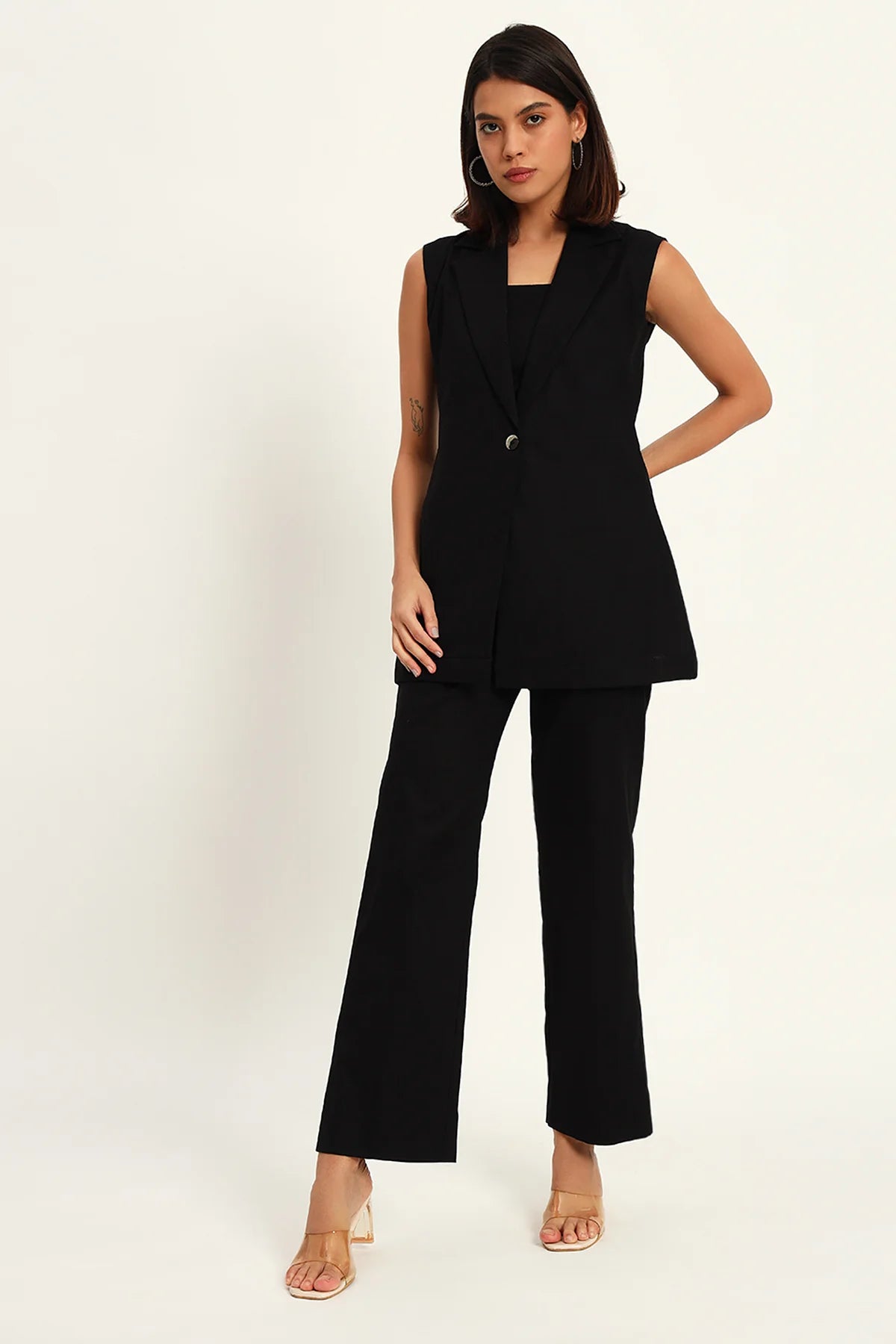 Versatile Linen Trio Jacket Co-ord Set,  Black