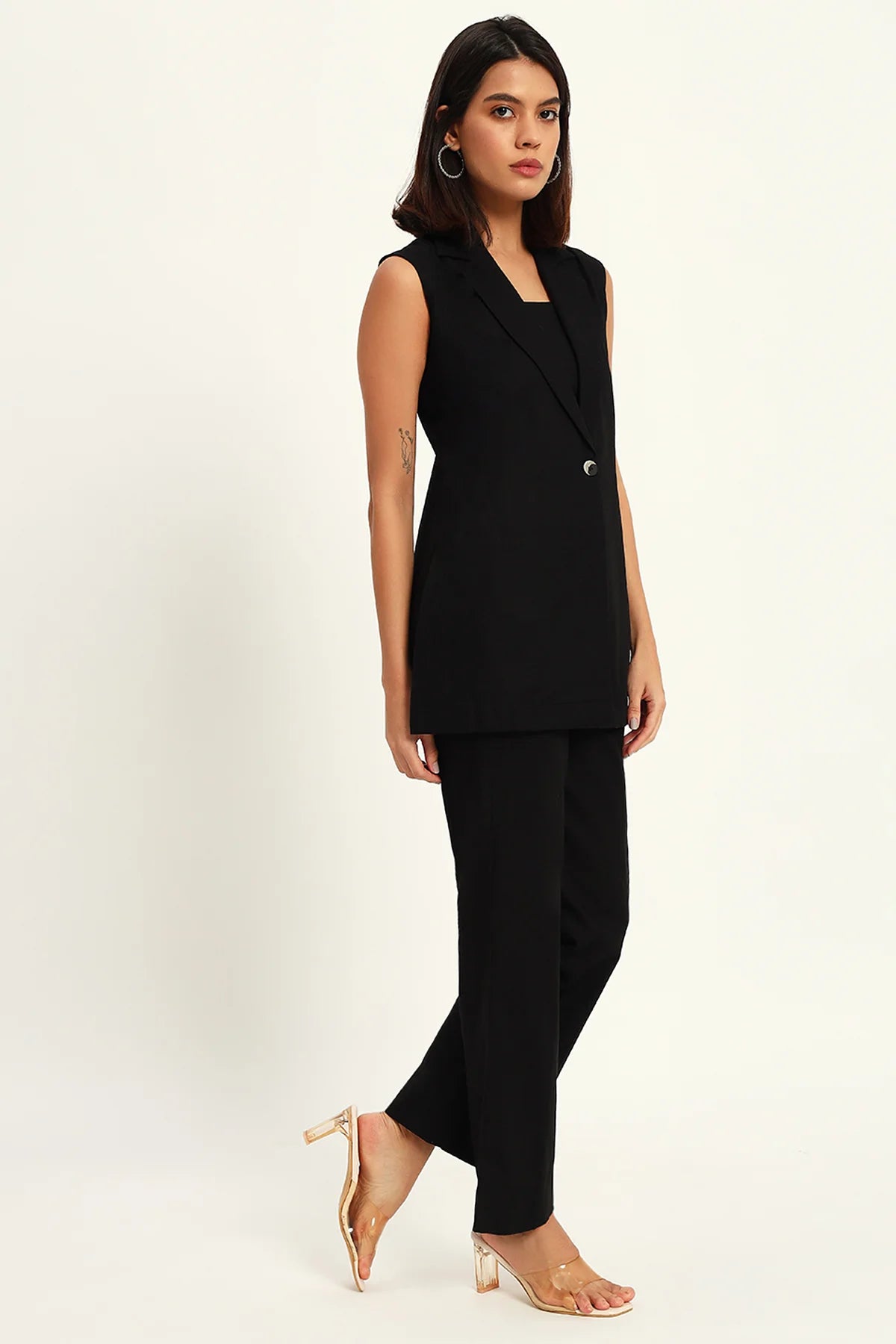 Versatile Linen Trio Jacket Co-ord Set,  Black