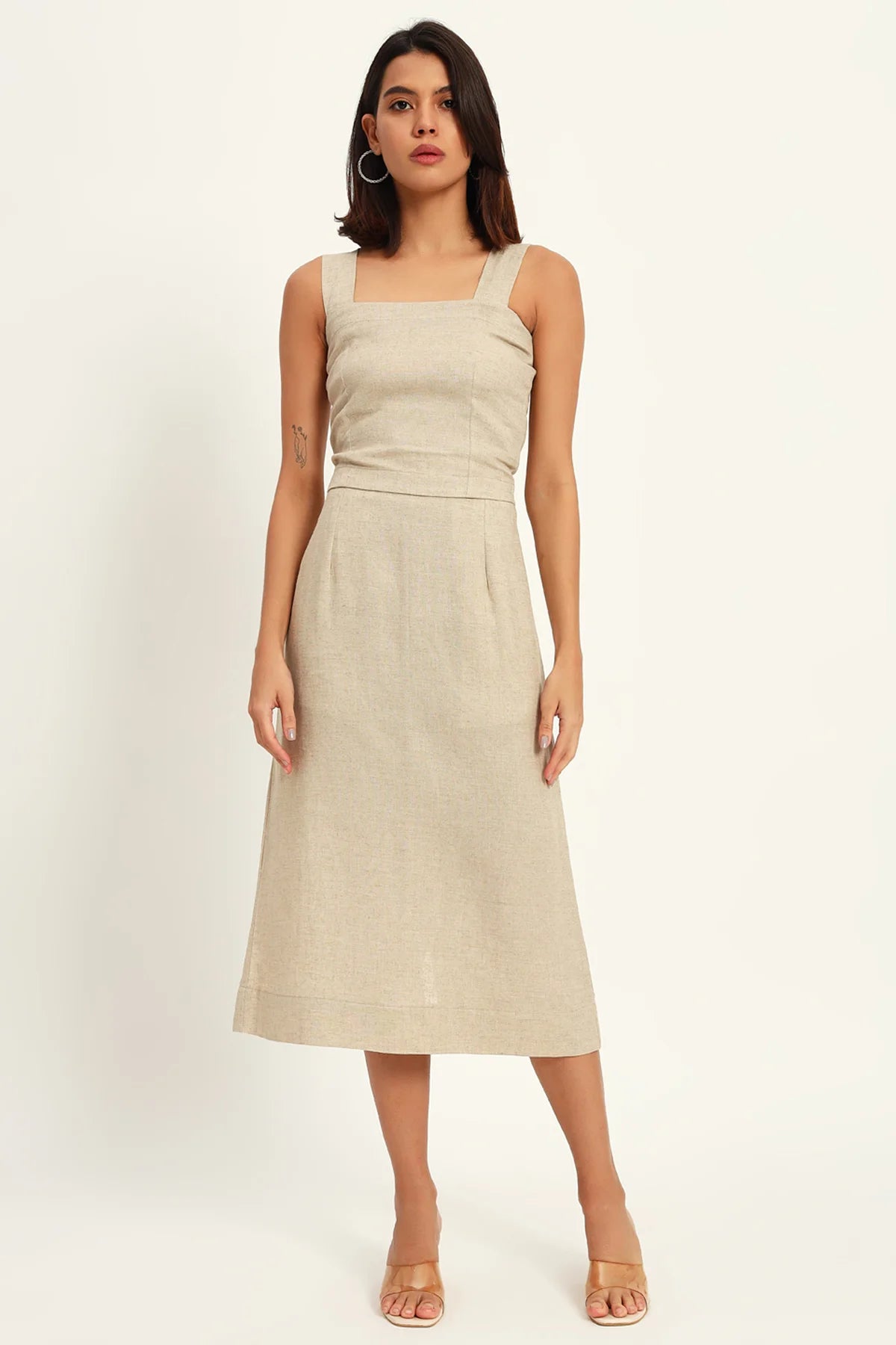 Luxe Linen Trio Jacket with Skirt Co-ord Set, Beige