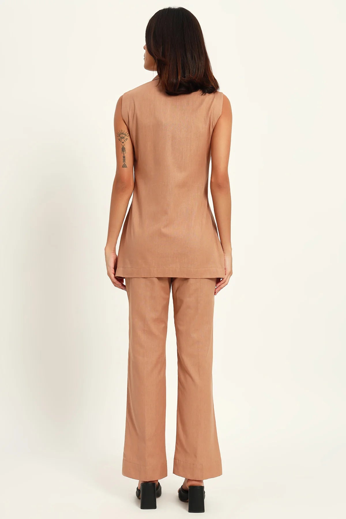 Versatile Linen Trio Jacket Co-ord Set, Camel