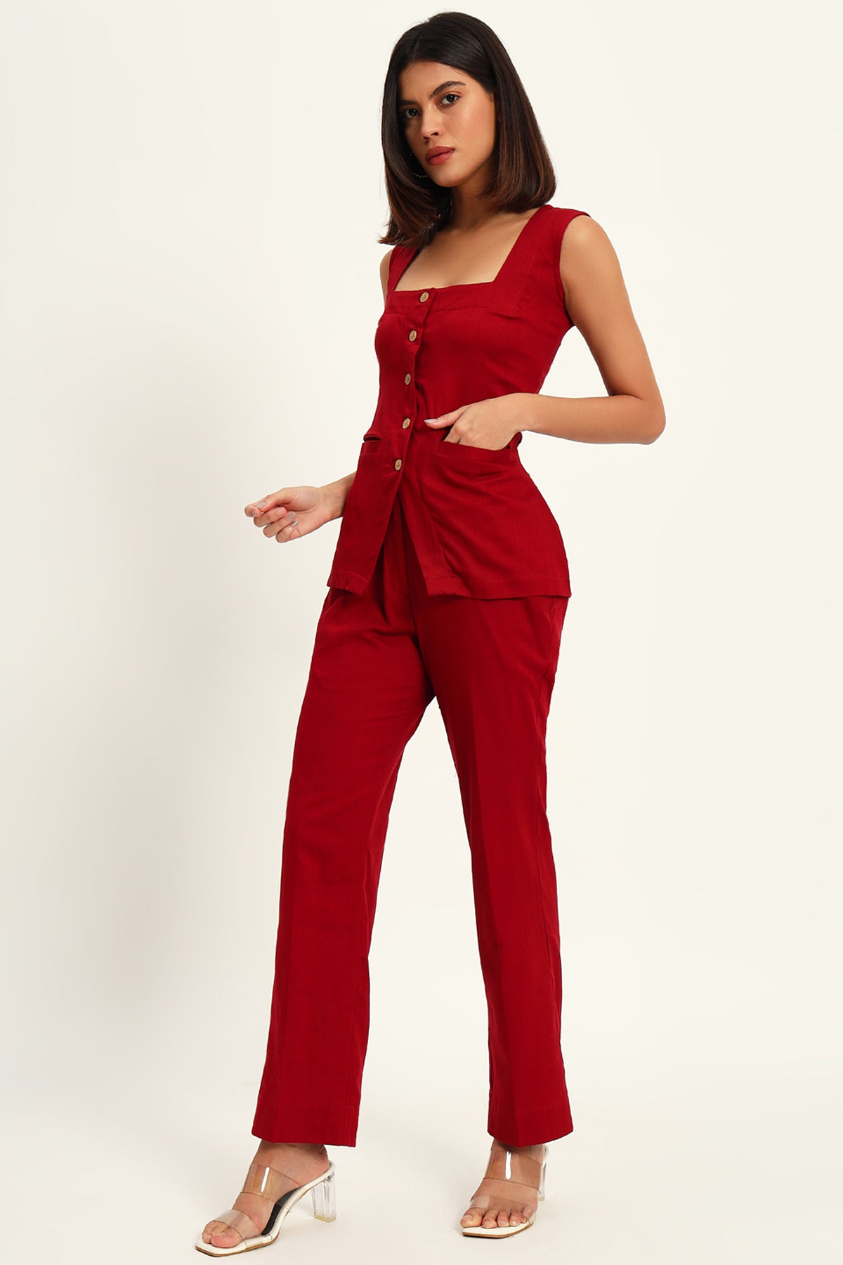 Urban Ease Co-ord Set, Maroon