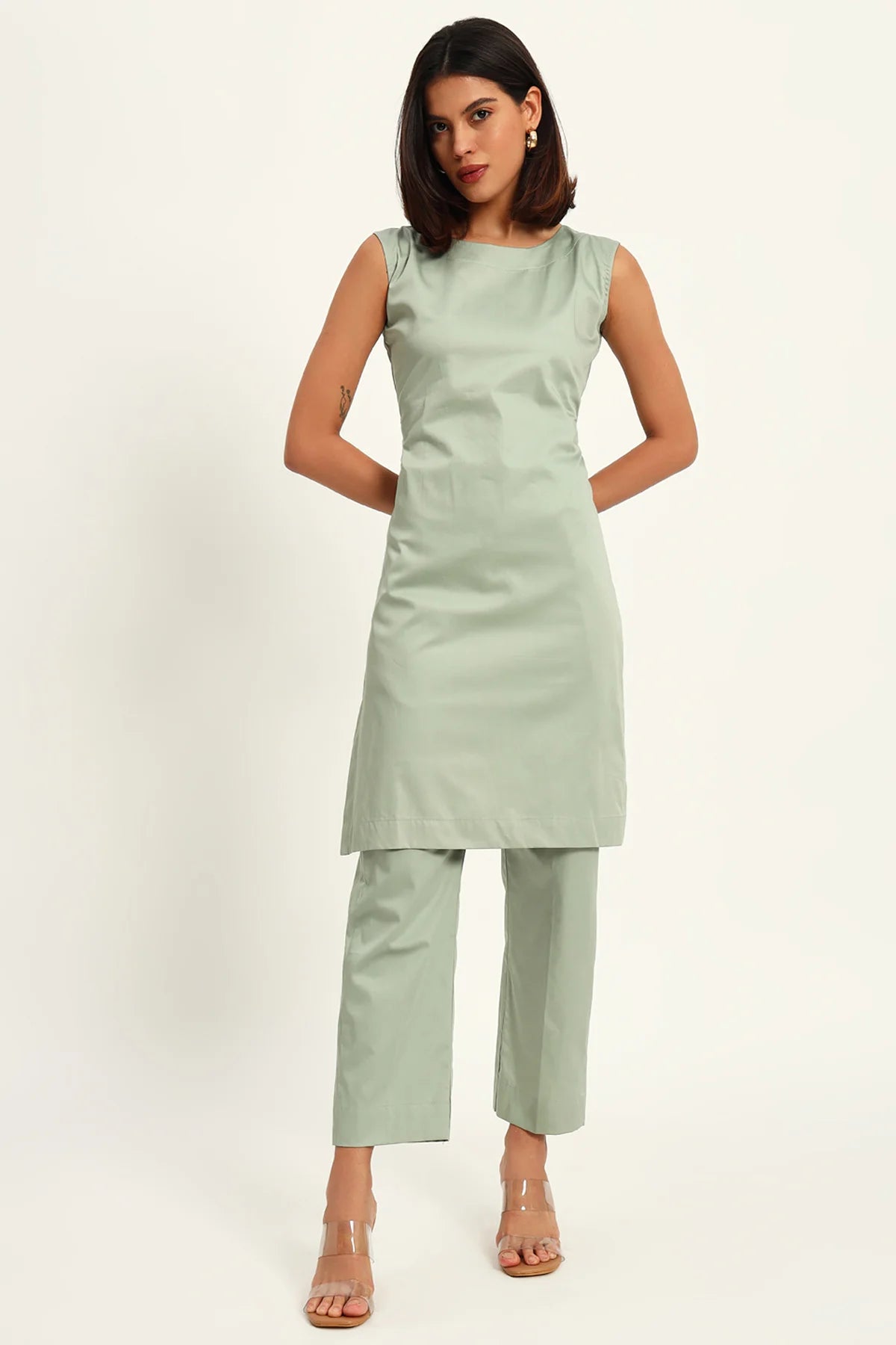 Workday Kurta Set, Tea Green