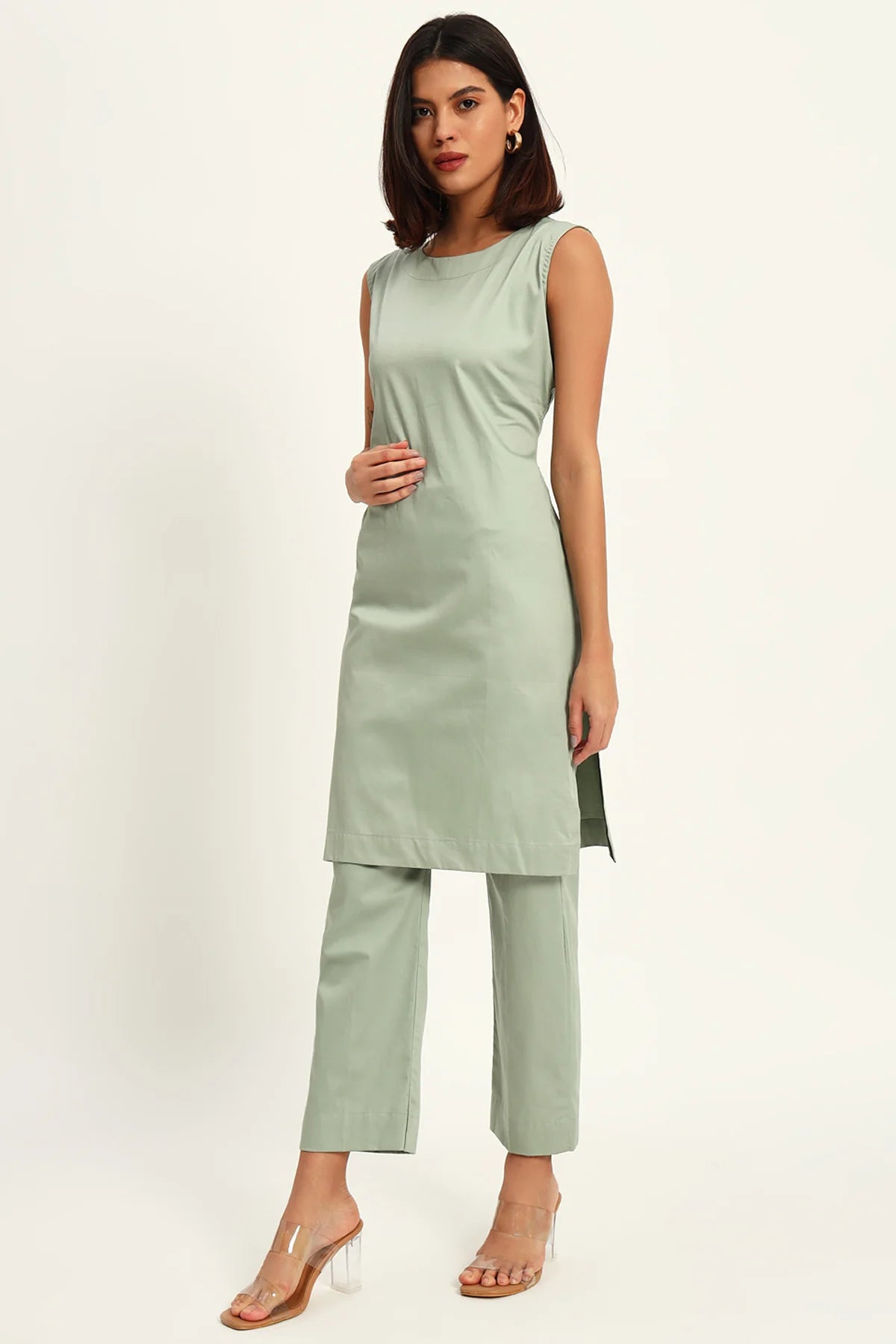 Workday Kurta Set, Tea Green