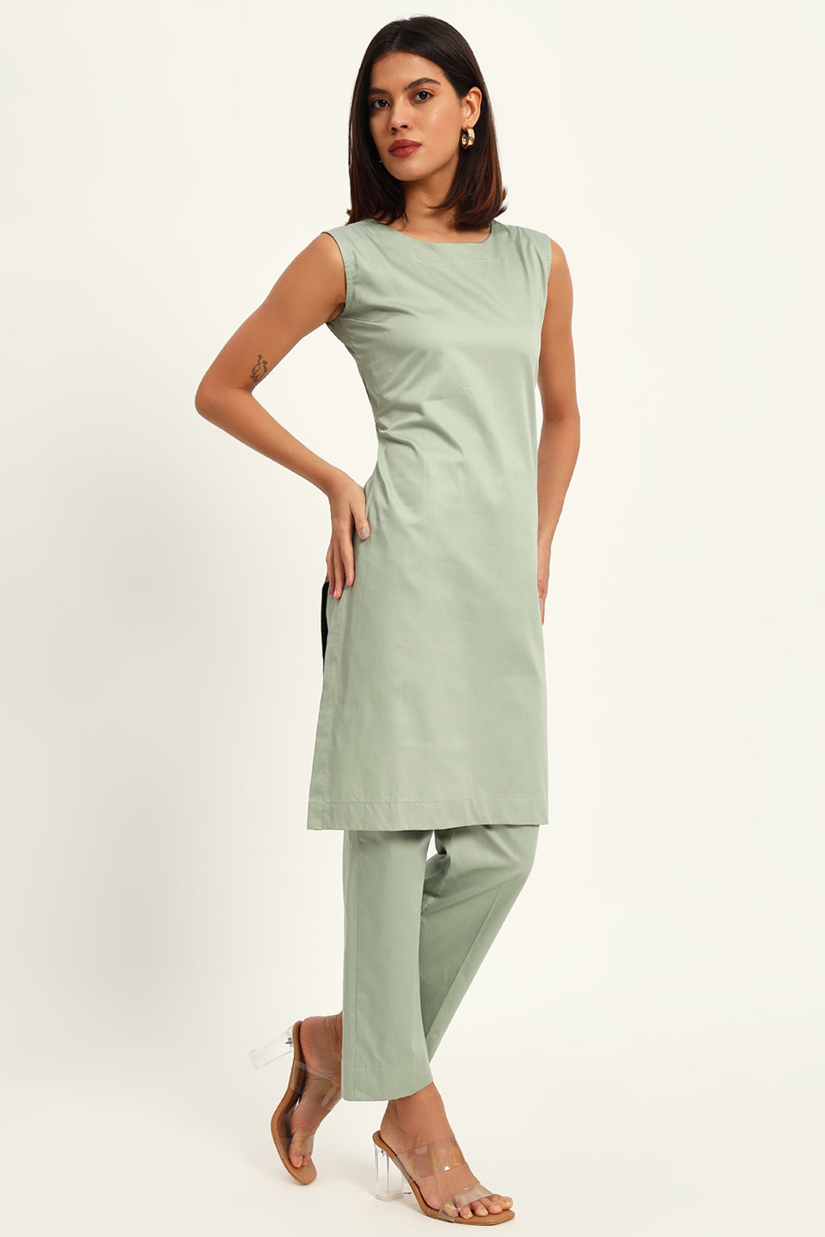 Workday Kurta Set, Tea Green