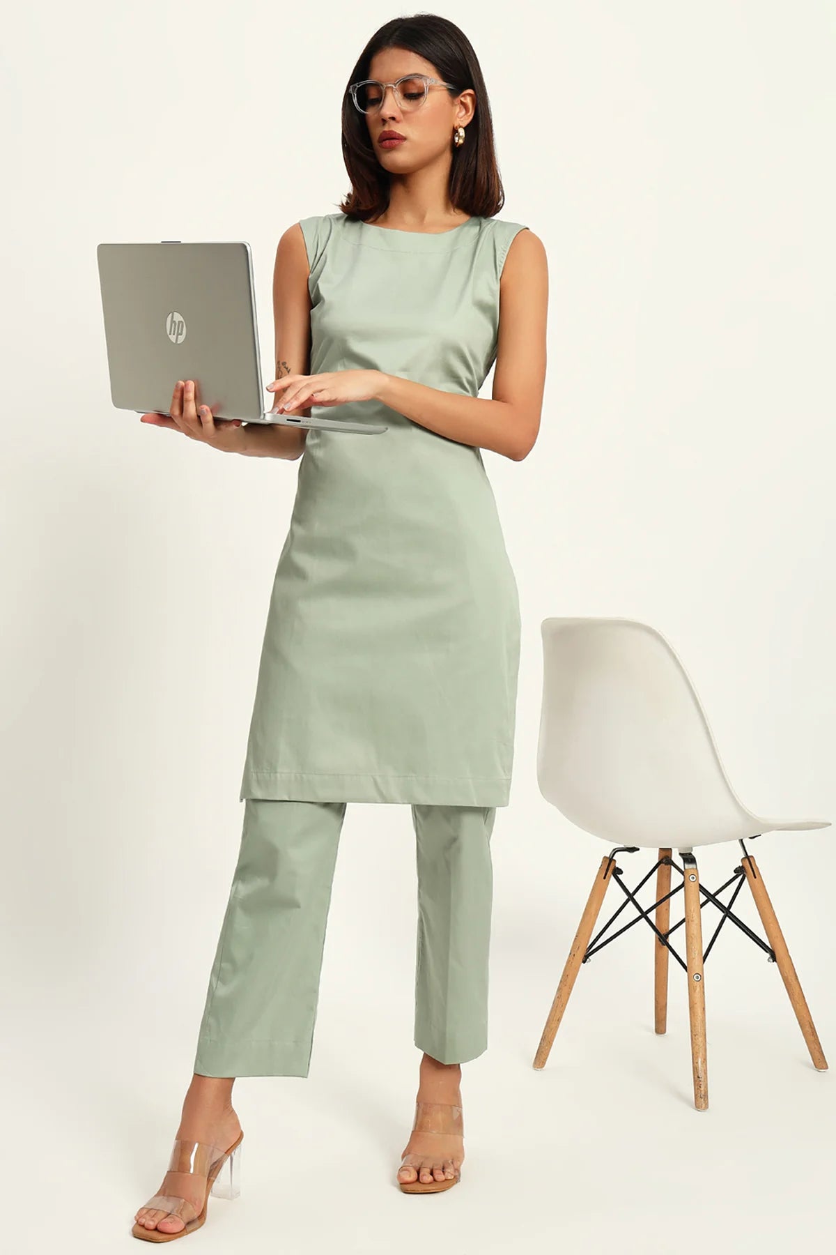 Workday Kurta Set, Tea Green