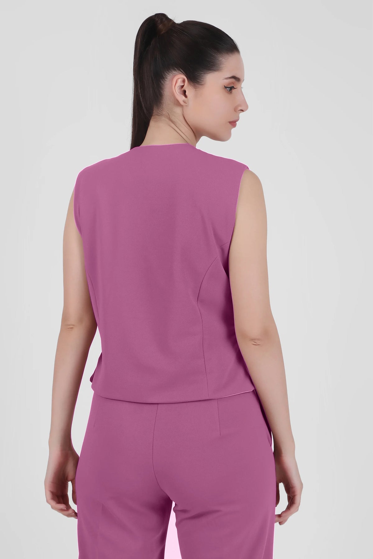 V Neck Tailored Waistcoat, Dusky Mauve