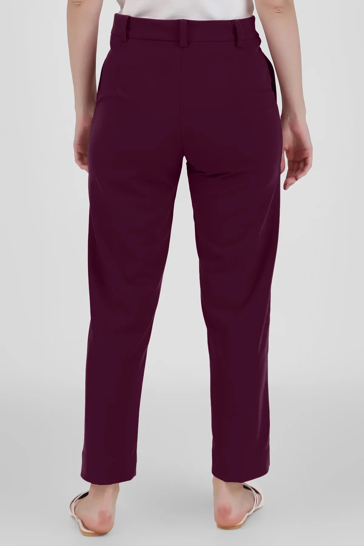 Straight Fit Formal Trousers, Plum