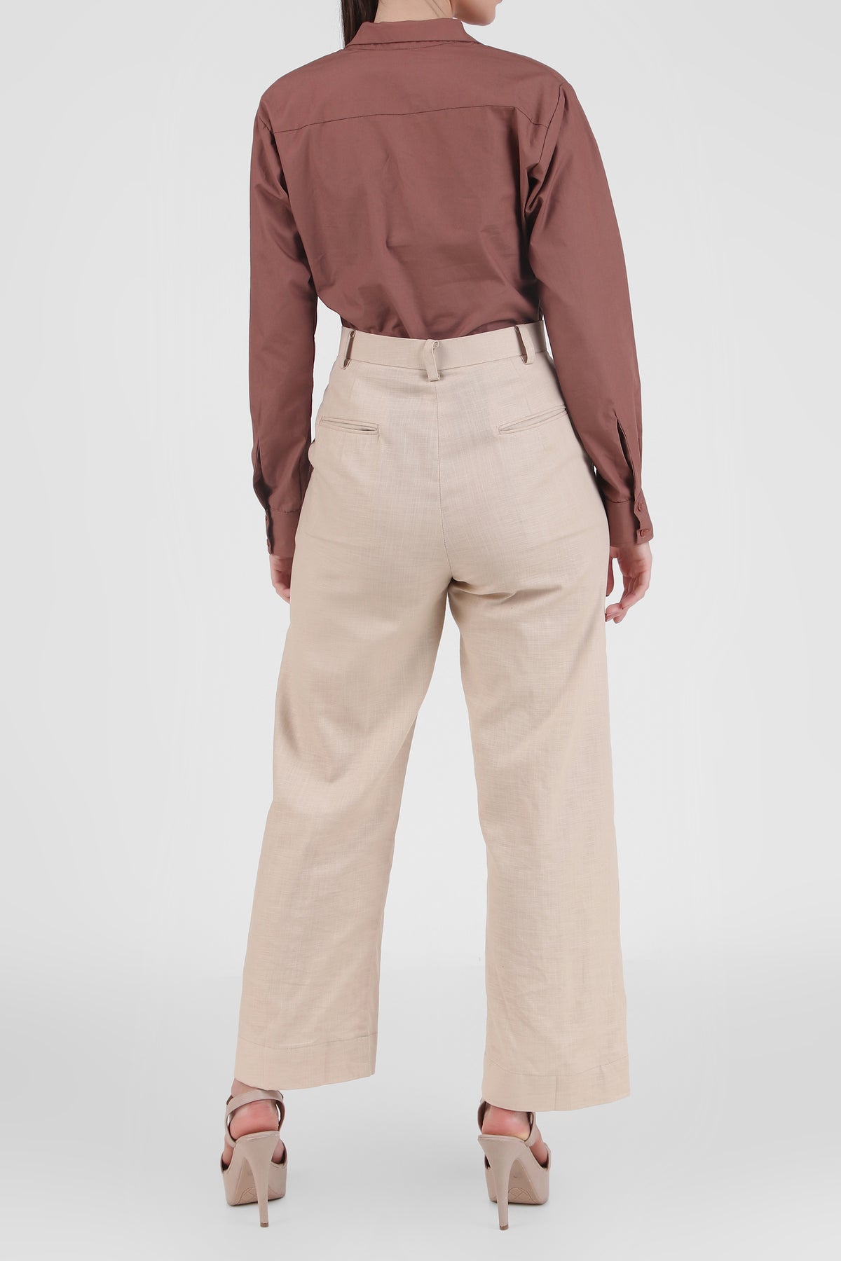 Linen Wide Leg Pants, Beige