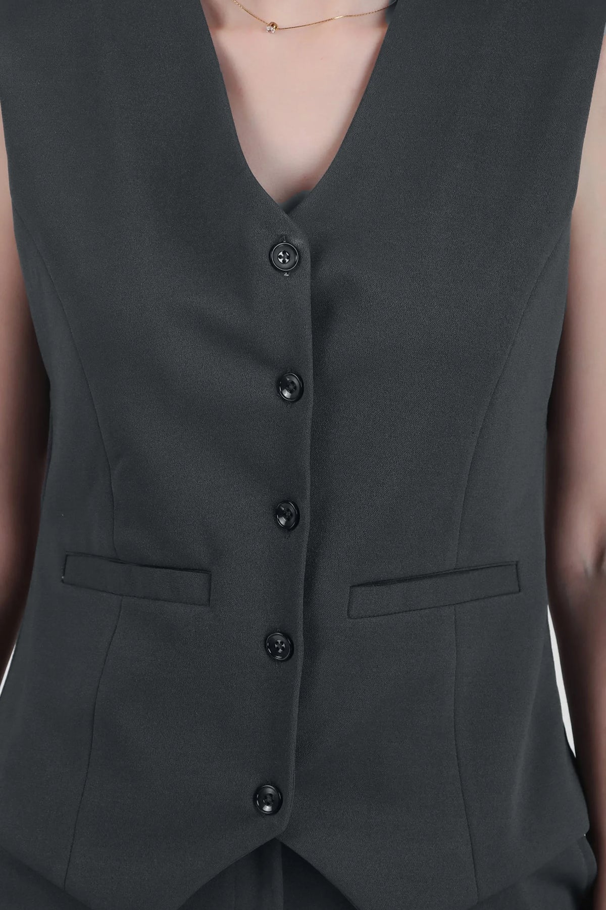 Waistcoat And Trousers Co-ord Set - Bluish Gray