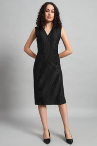 Double Breasted Vest Dress – Black Pinstripe
