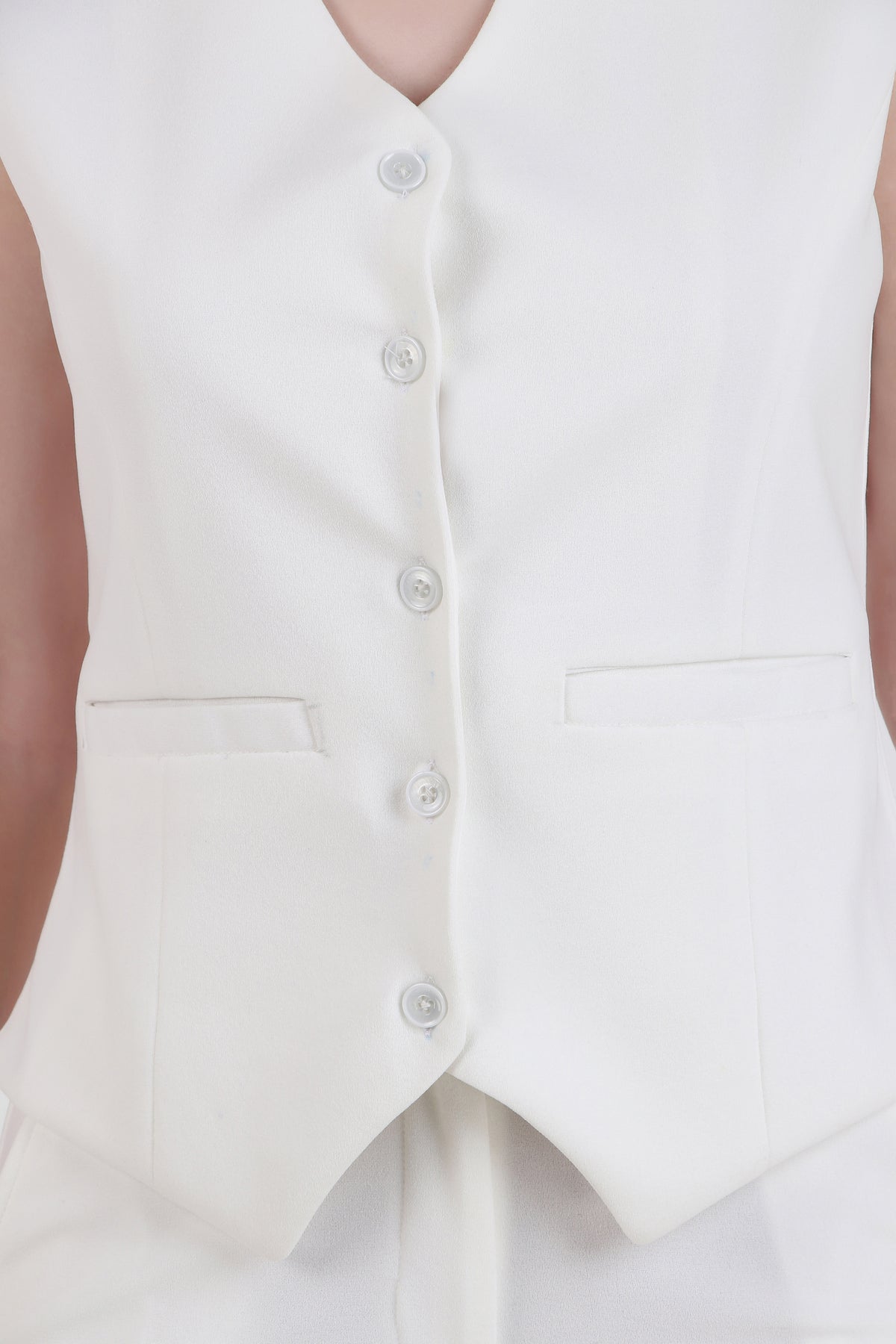 V Neck Tailored Waistcoat, Ivory