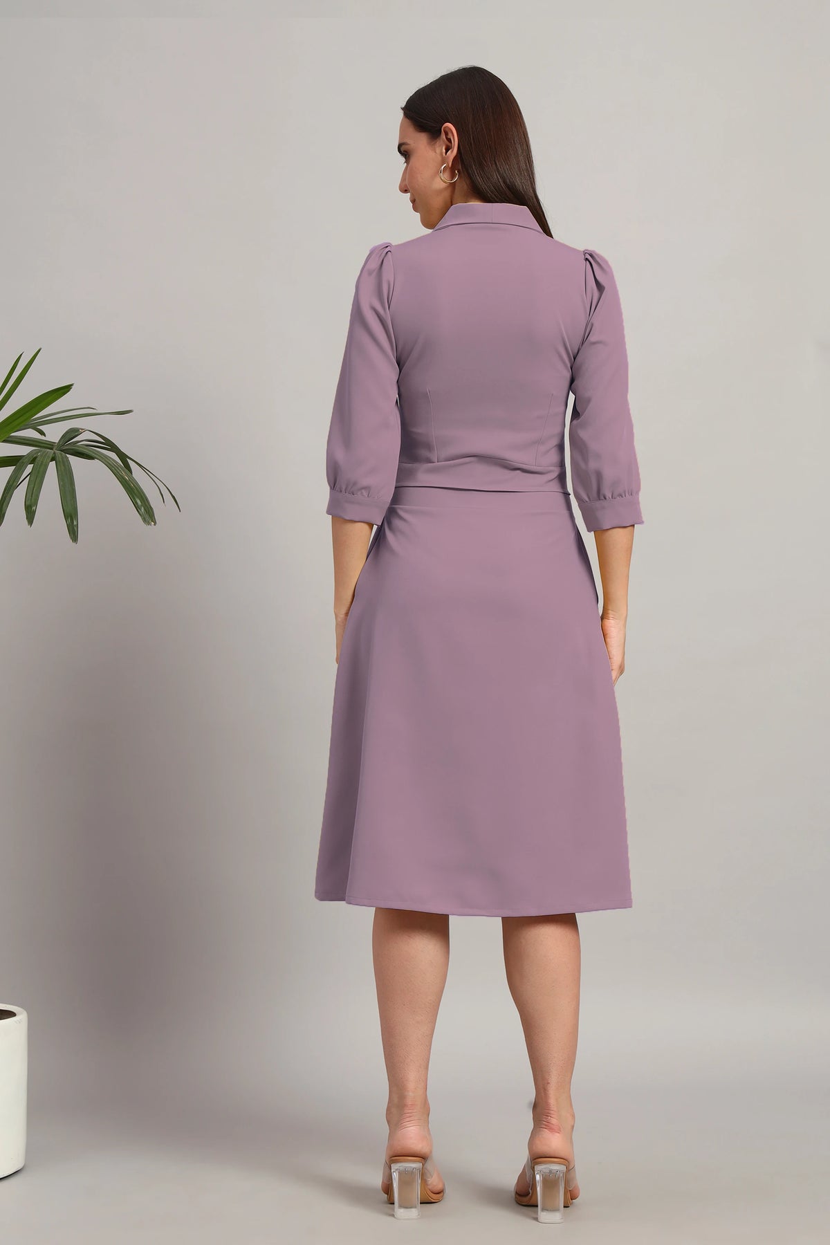 Dusty Blush Pink, Full Sleeves Midi Dress
