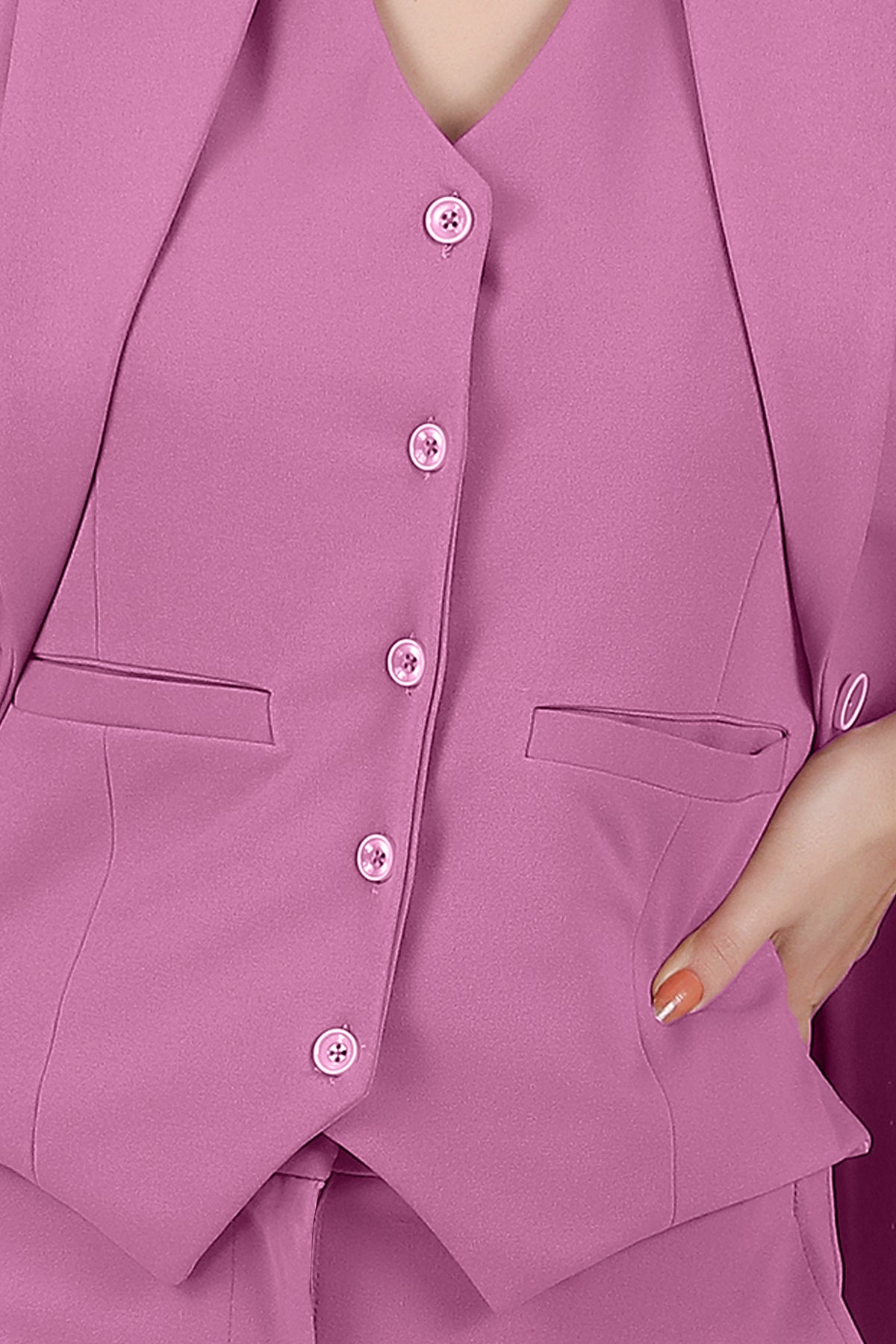 Waistcoat And Trousers Co-ord Set - Dusky Mauve