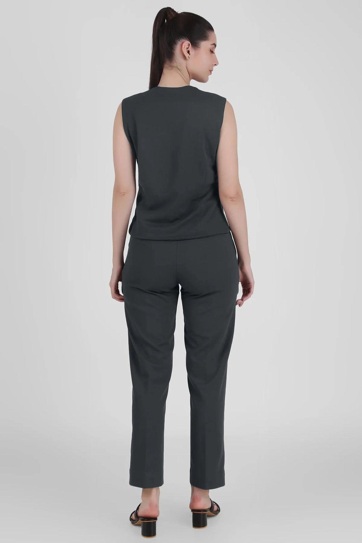 Waistcoat And Trousers Co-ord Set - Bluish Gray