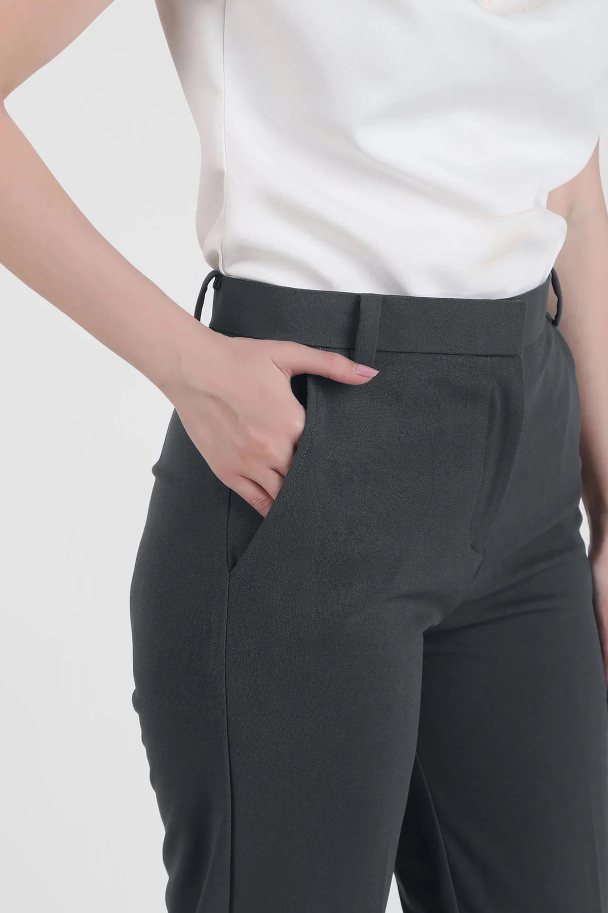Straight Fit Formal Trousers, Bluish Gray