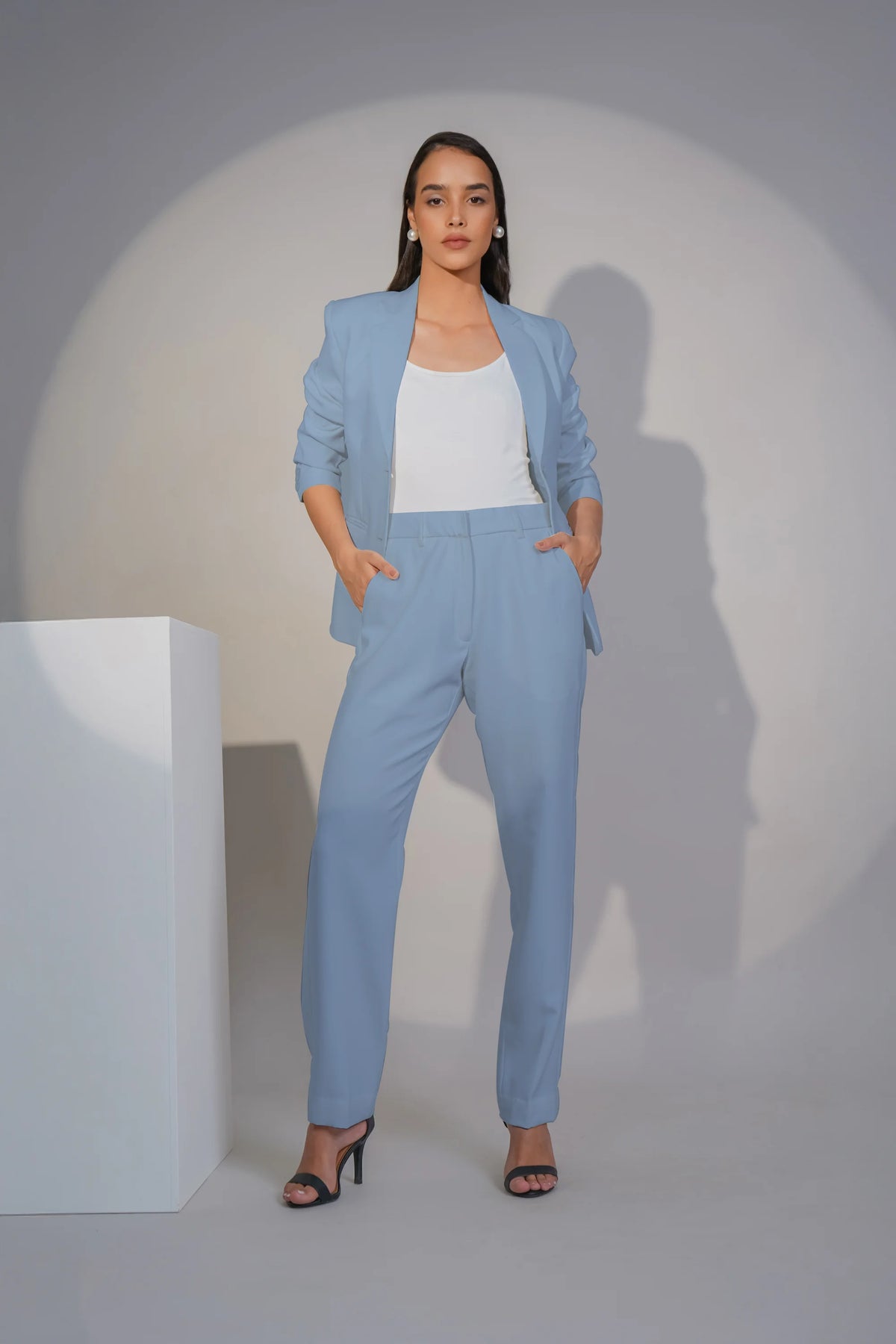 Eternal Office Blazer with Pants Power Suit, Demin Blue