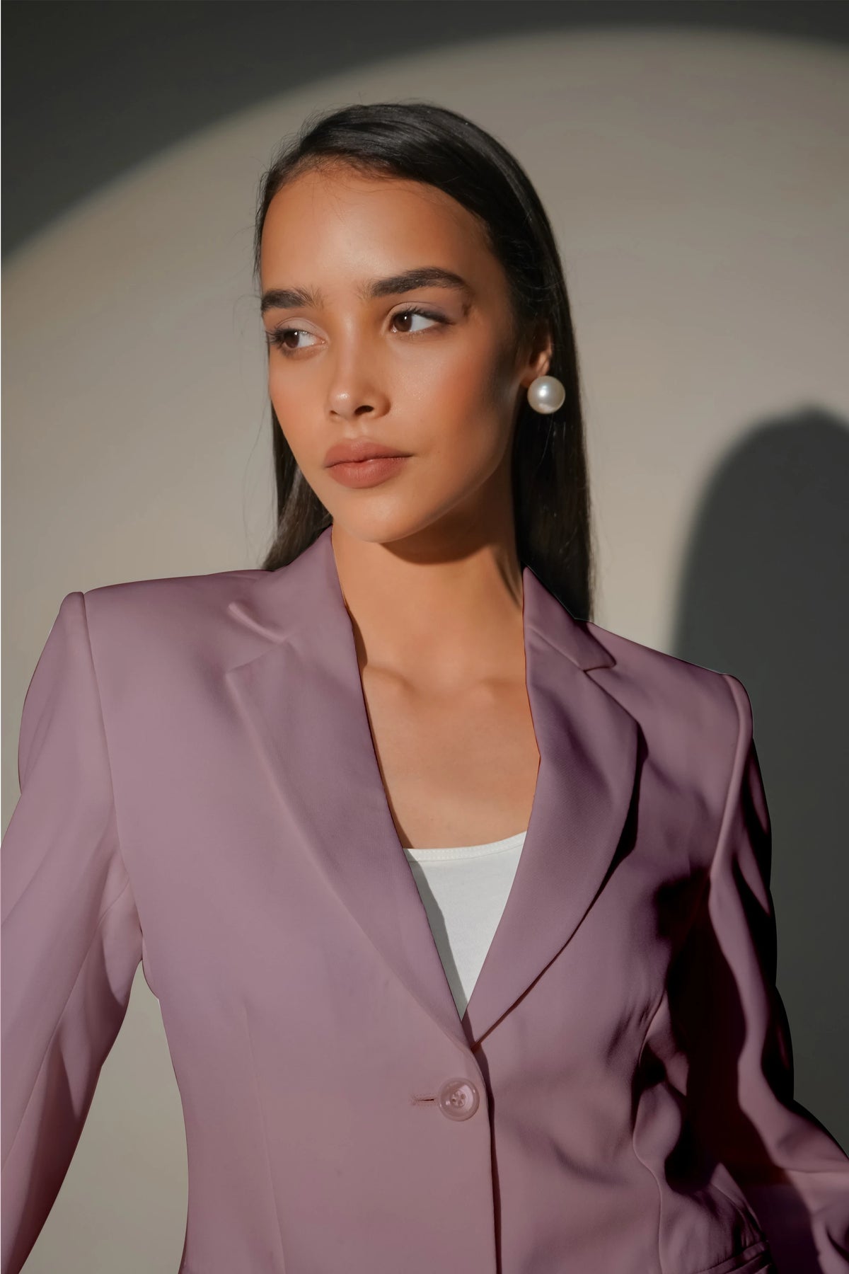 Eternal Office Blazer with Pants Power Suit, Dusty Blush Pink