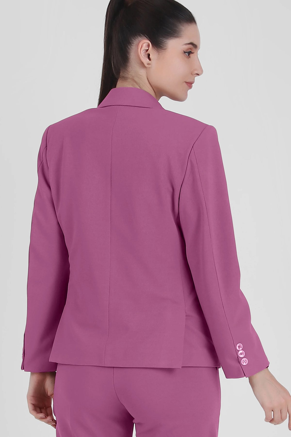 Stretch Crepe Single Breasted Blazer, Dusky Mauve
