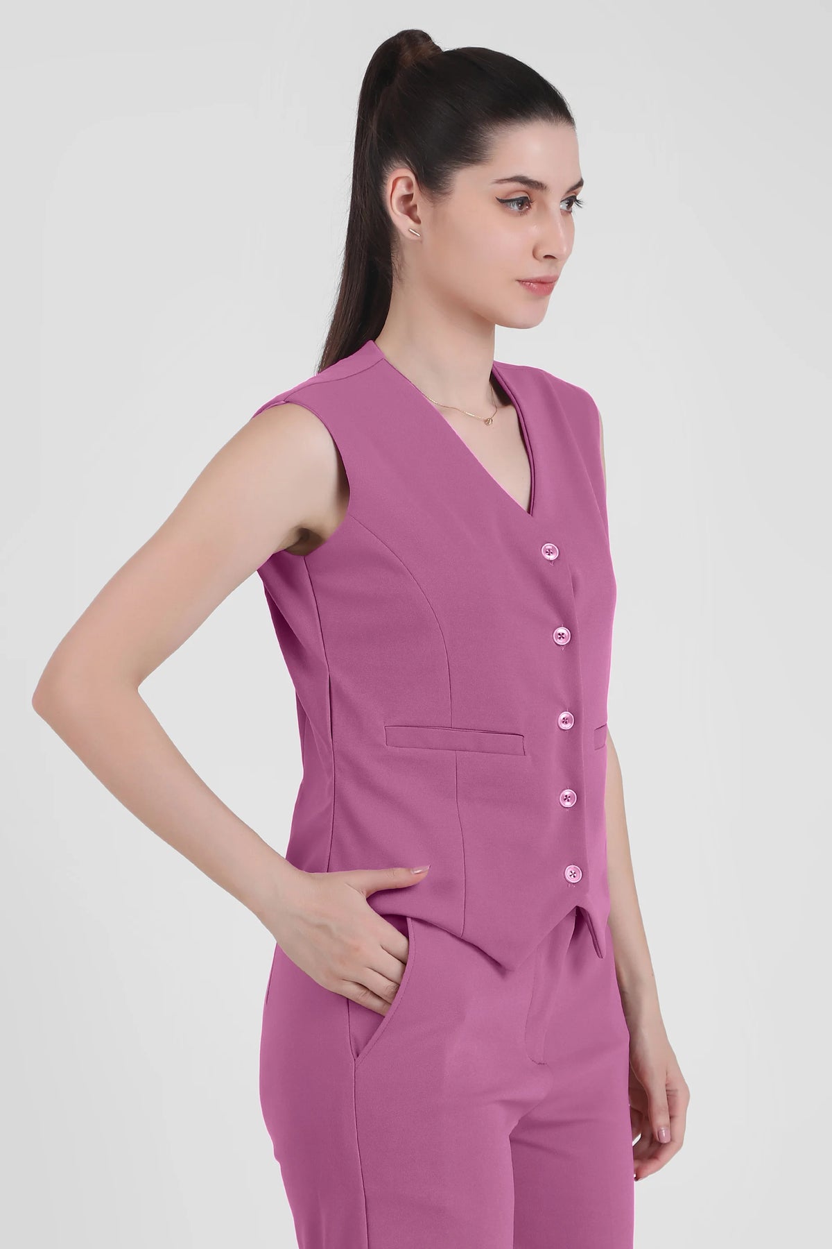 Power : 3 Piece Suit Set : Waistcoat Blazer Pant in Dusky Mauve