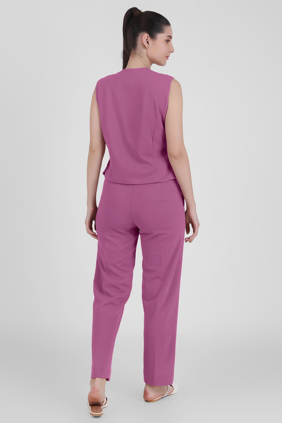 Waistcoat And Trousers Co-ord Set - Dusky Mauve