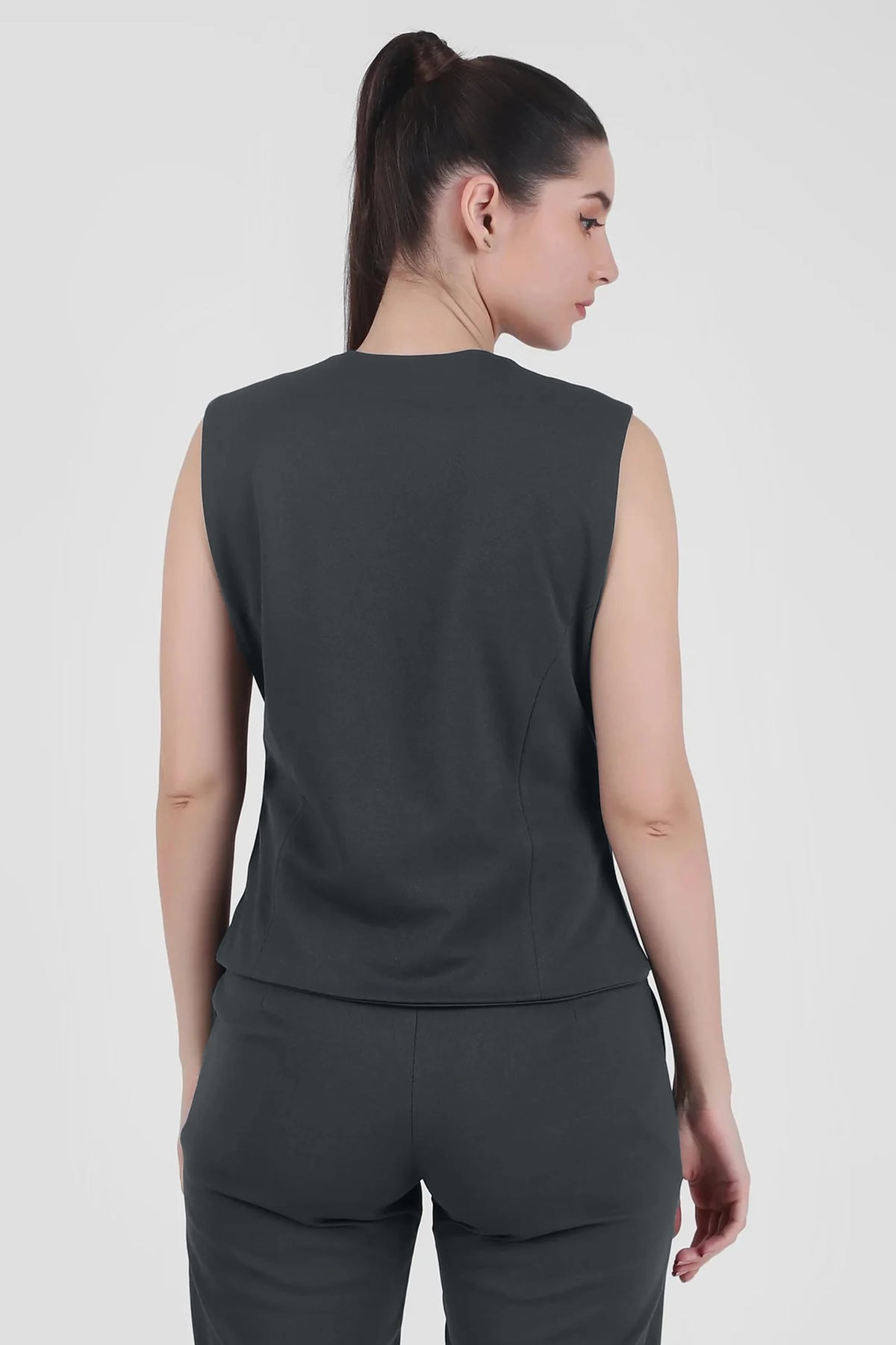 Waistcoat And Trousers Co-ord Set - Bluish Gray