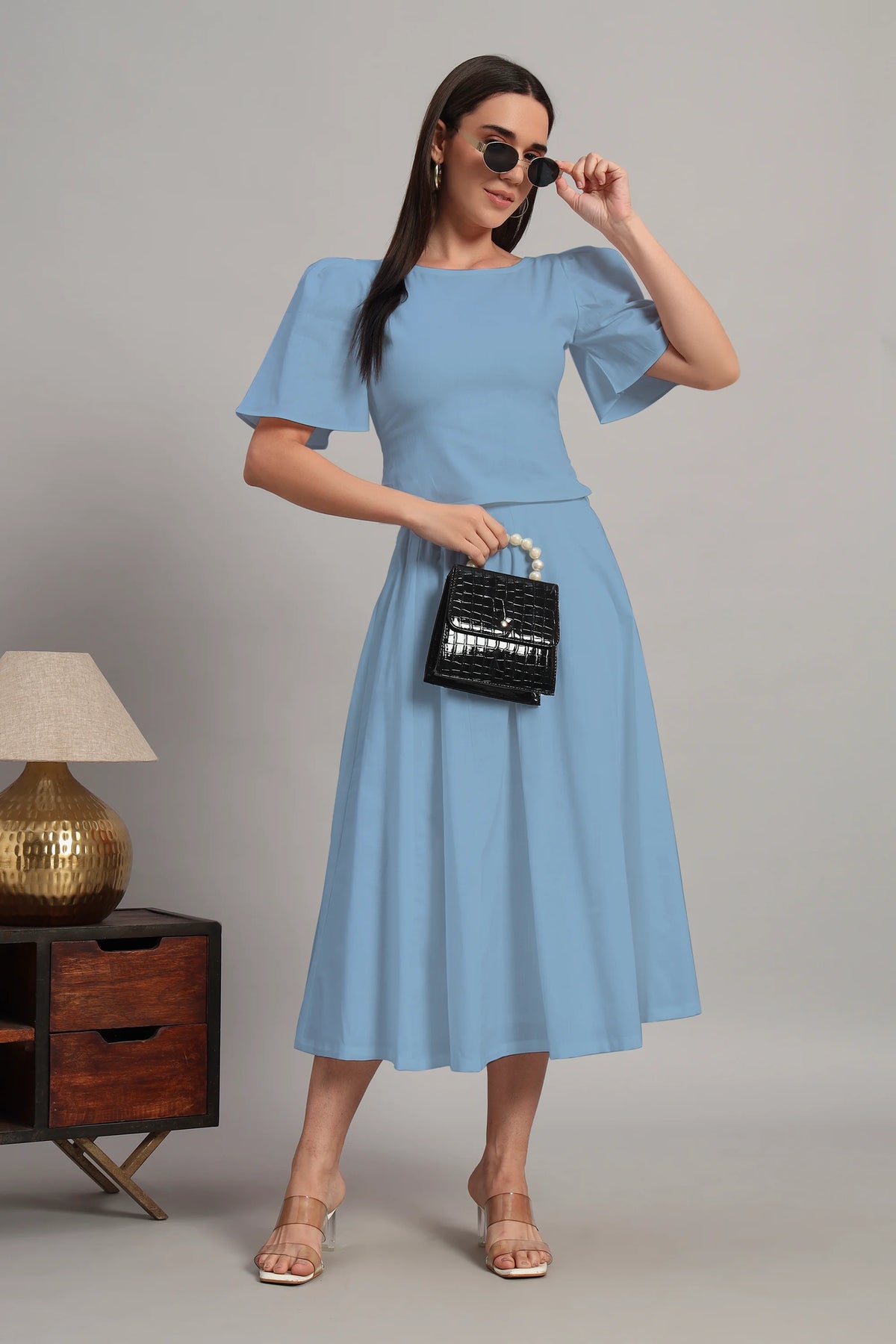 Belle & Flare, Skirt Set Powder Blue