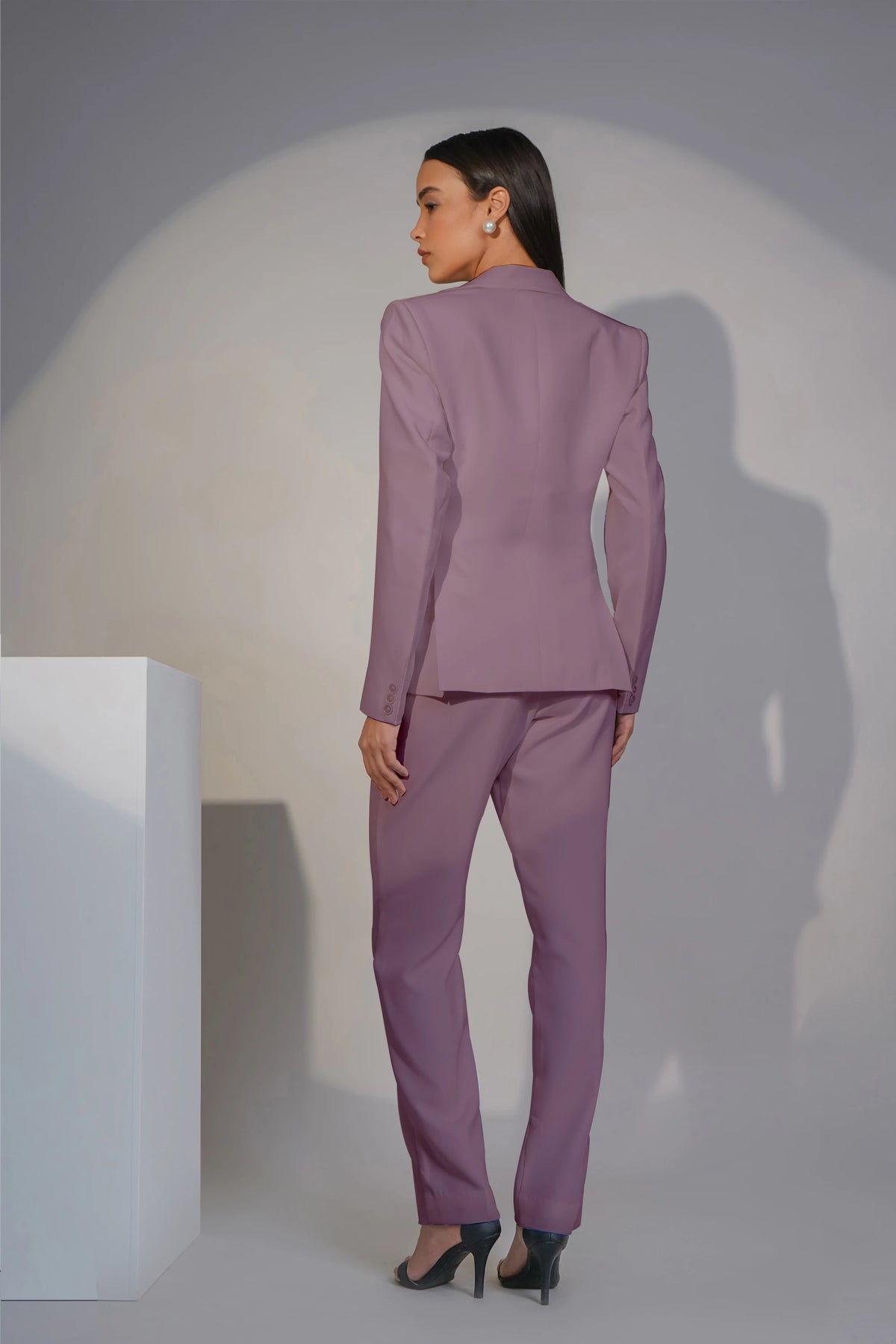 Eternal Office Blazer with Pants Power Suit, Dusty Blush Pink