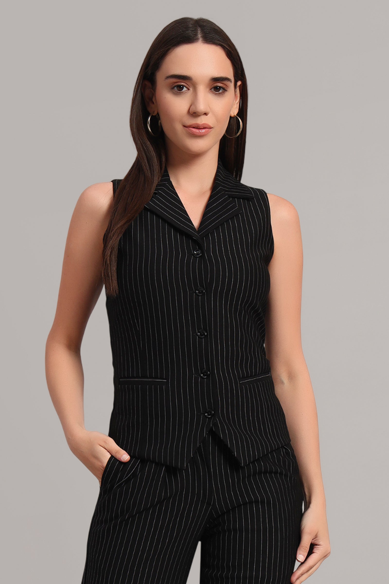 Power Pair Co-ord Set – Pinstripe Black
