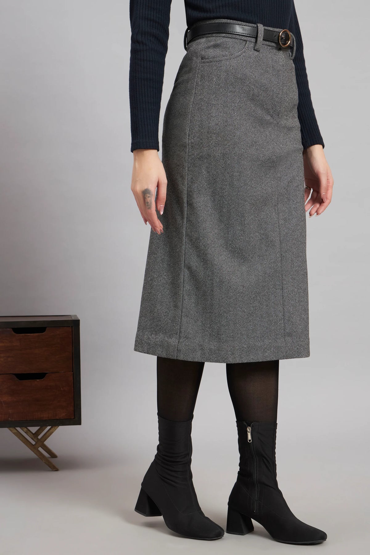 Rule in Wool Skirt