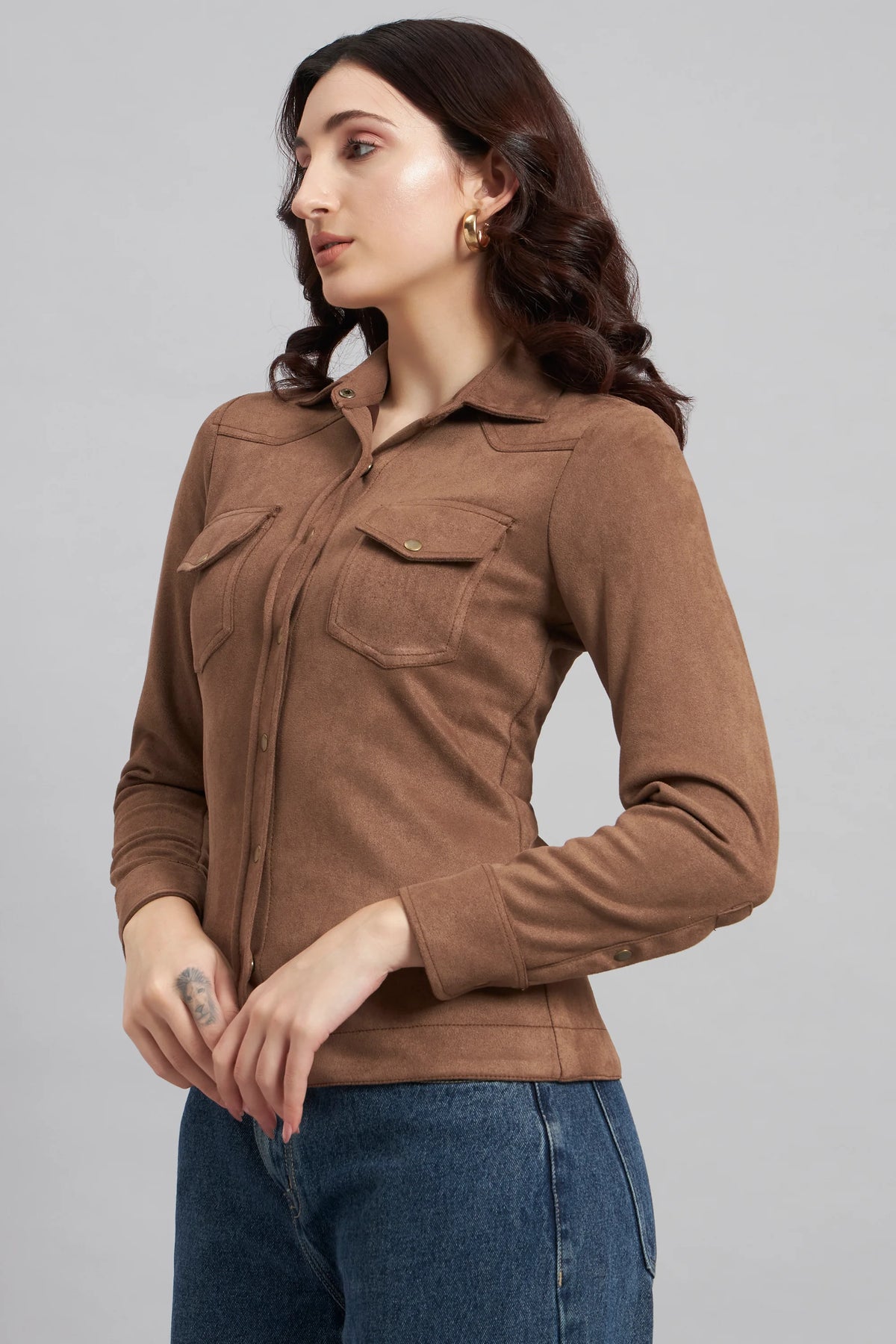 Suede & Sleek Brown Shirt