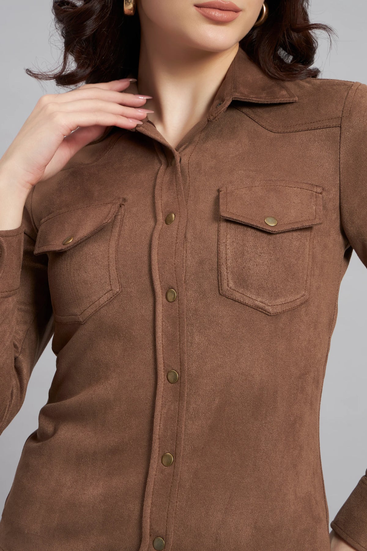 Suede & Sleek Brown Shirt