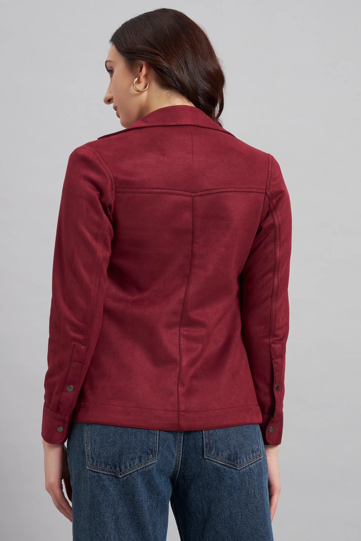 Suede & Sleek Burgundy Shirt