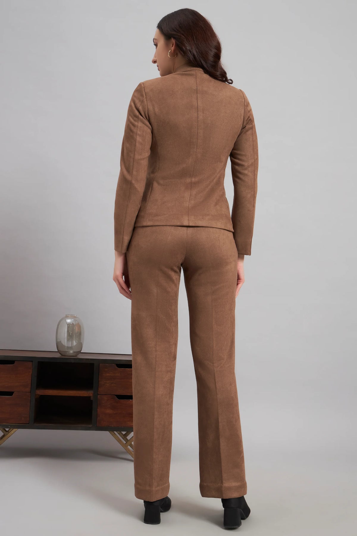 Grace with Grit Suede Jacket Trouser Co-ord, Brown