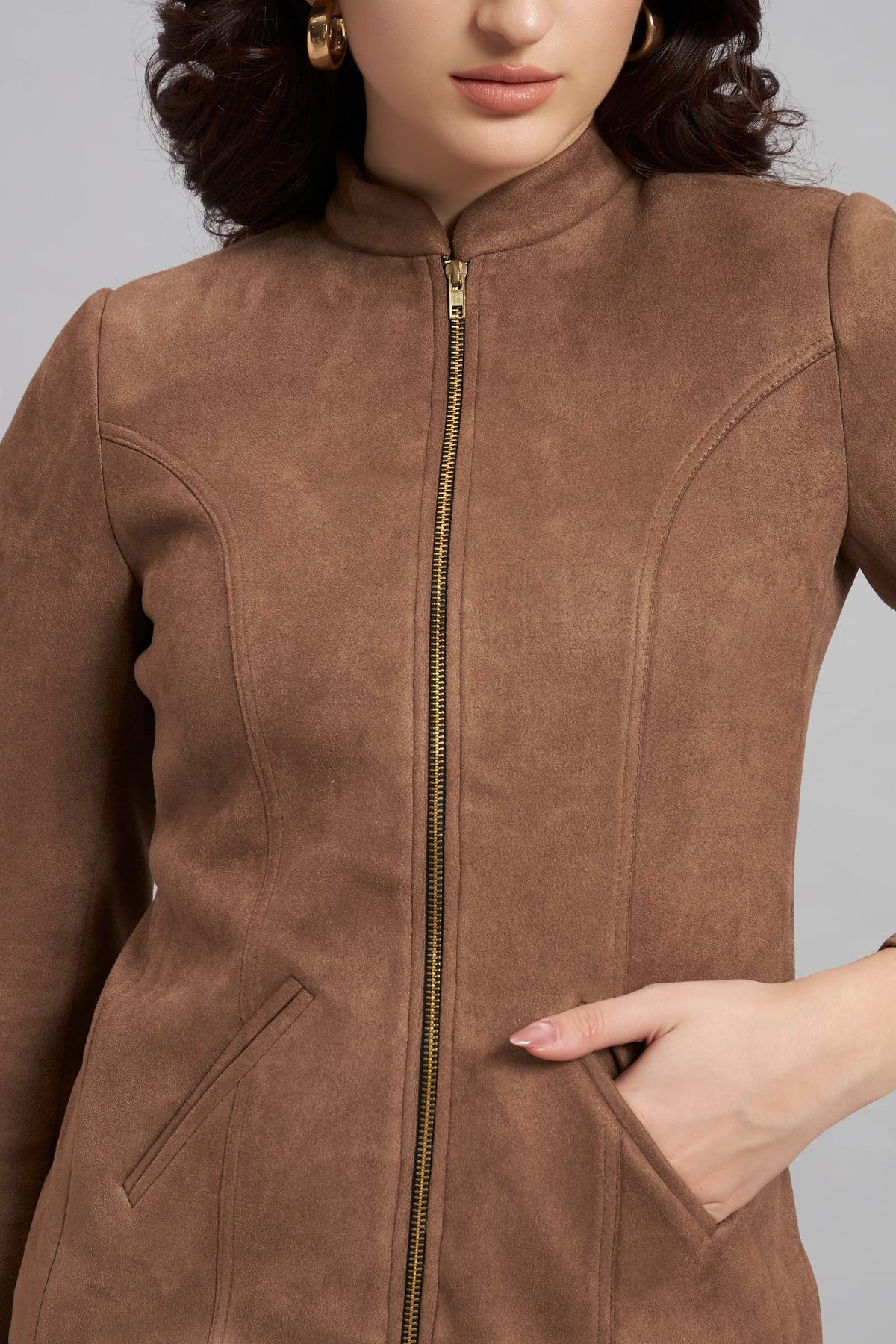 Grace with Grit Suede Jacket Trouser Co-ord, Brown