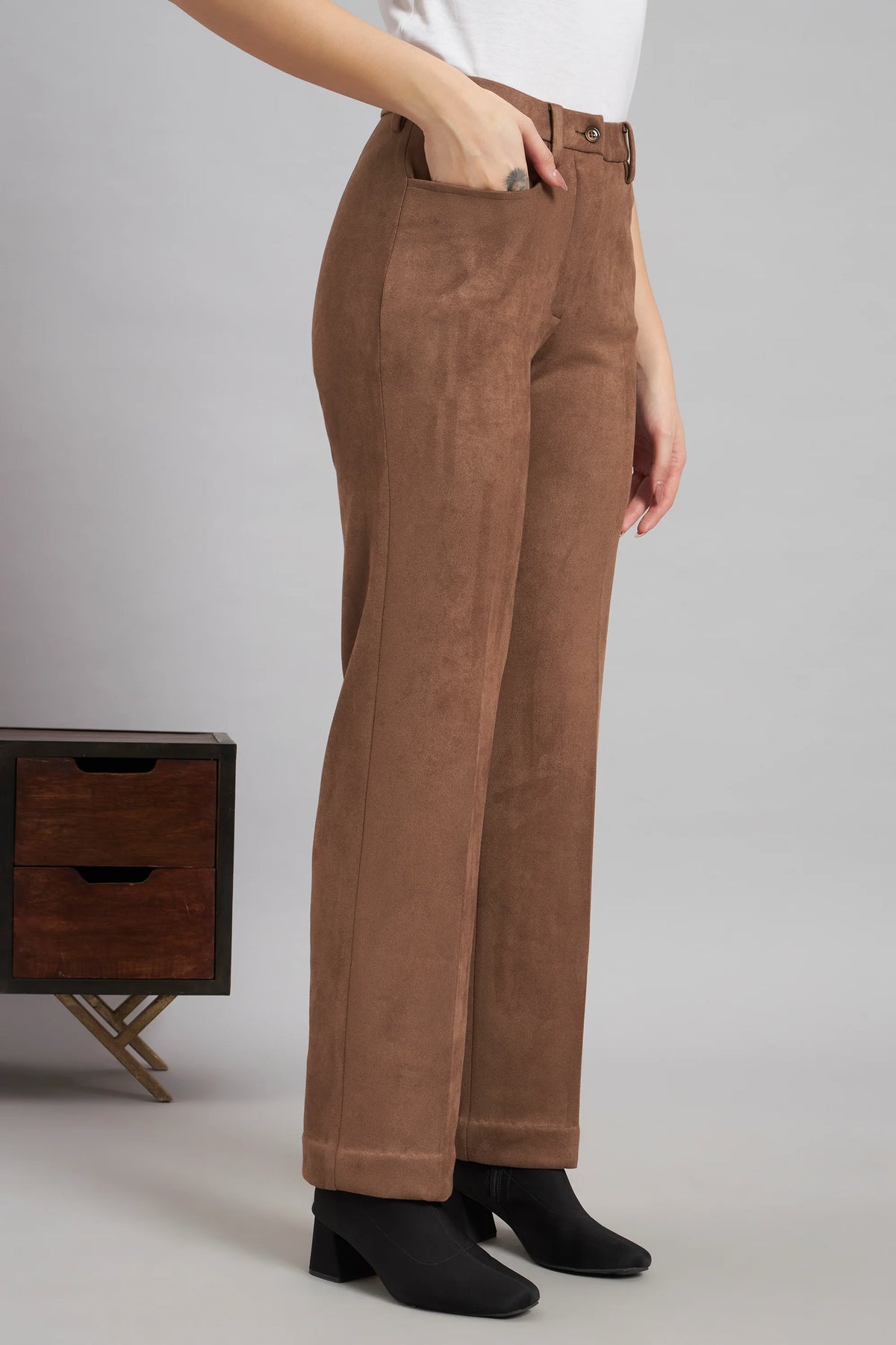 Grace with Grit Suede Jacket Trouser Co-ord, Brown